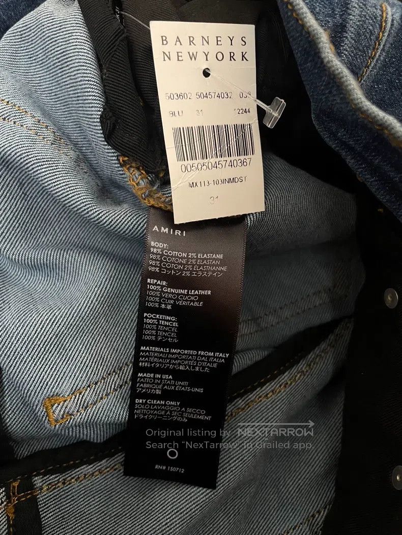 Amiri Amiri Size 31 Blue split leather straight jeans Size US 31 - 4 Thumbnail
