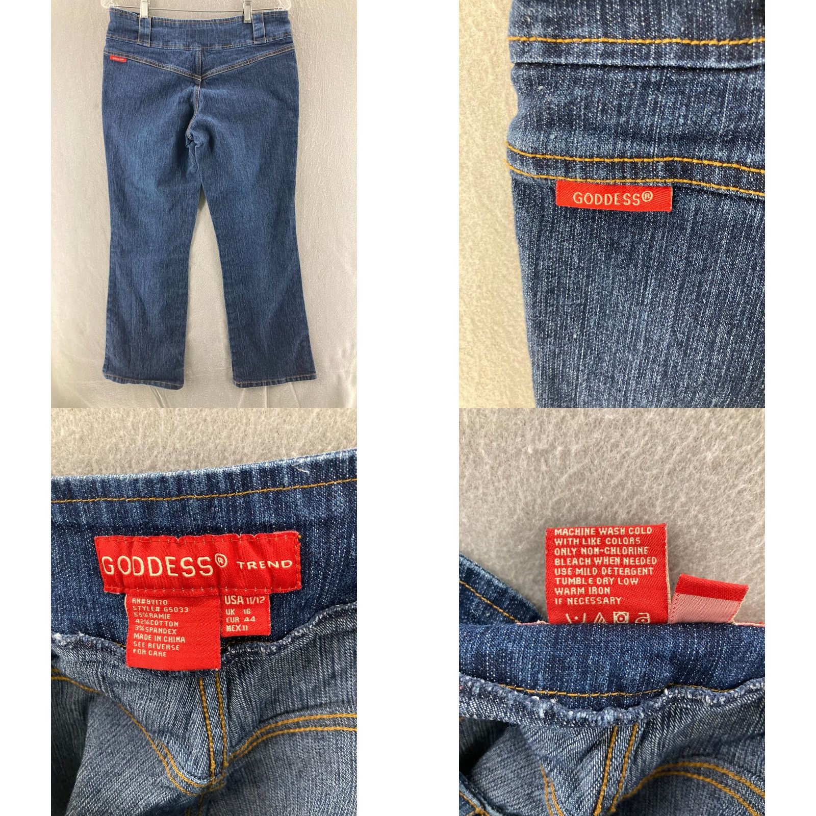 Vintage Goddess Jeans Womens 11/12 Blue Denim Wash Straight Leg 5-Pocket Regular Rise Denim Shirt Size 32" / US 10 / IT 46 - 8 Thumbnail