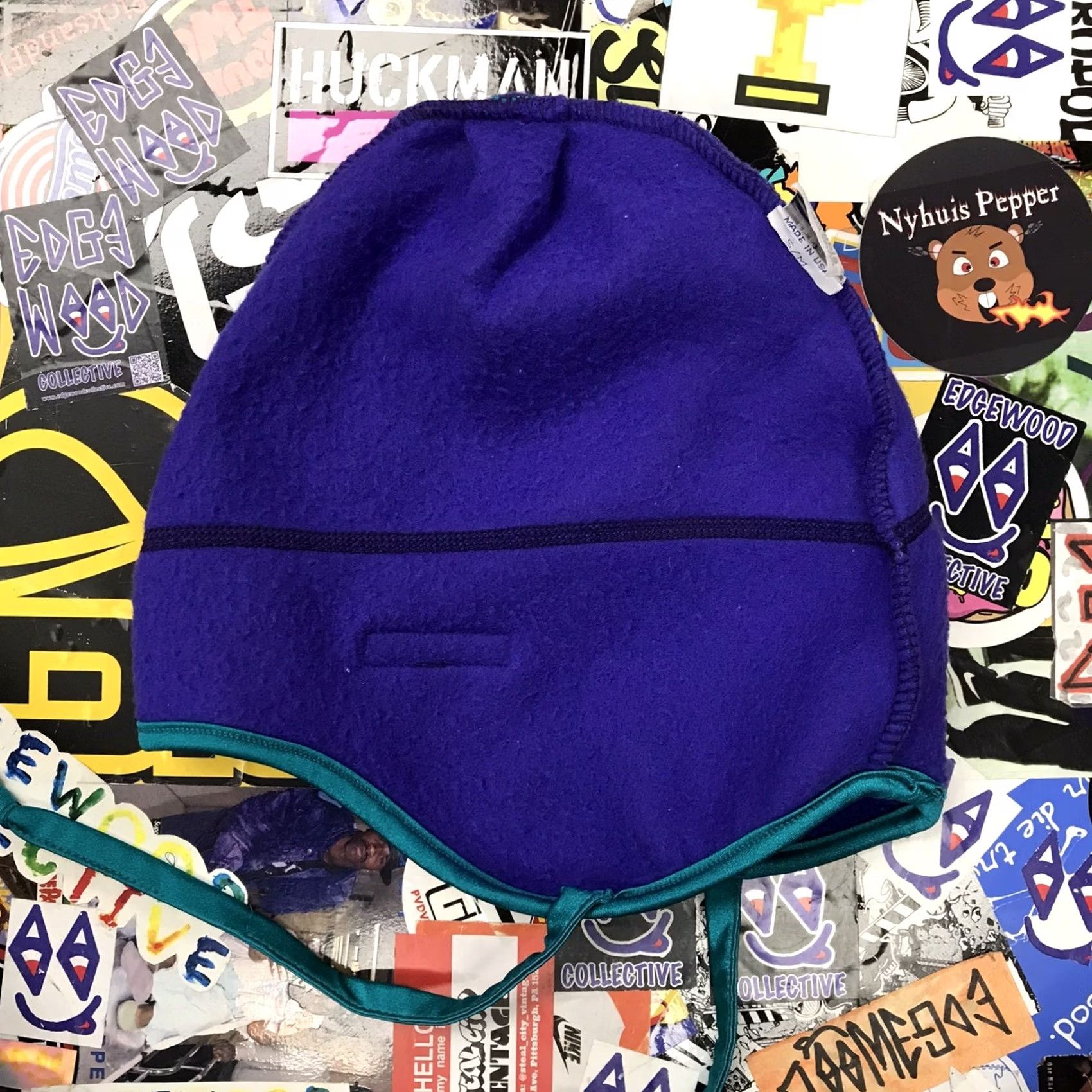 Vintage VINTAGE Columbia Sportswear Beanie Drawstrings Blue S/M Outdoor 90s Ski Unisex Adults Size ONE SIZE - 5 Thumbnail
