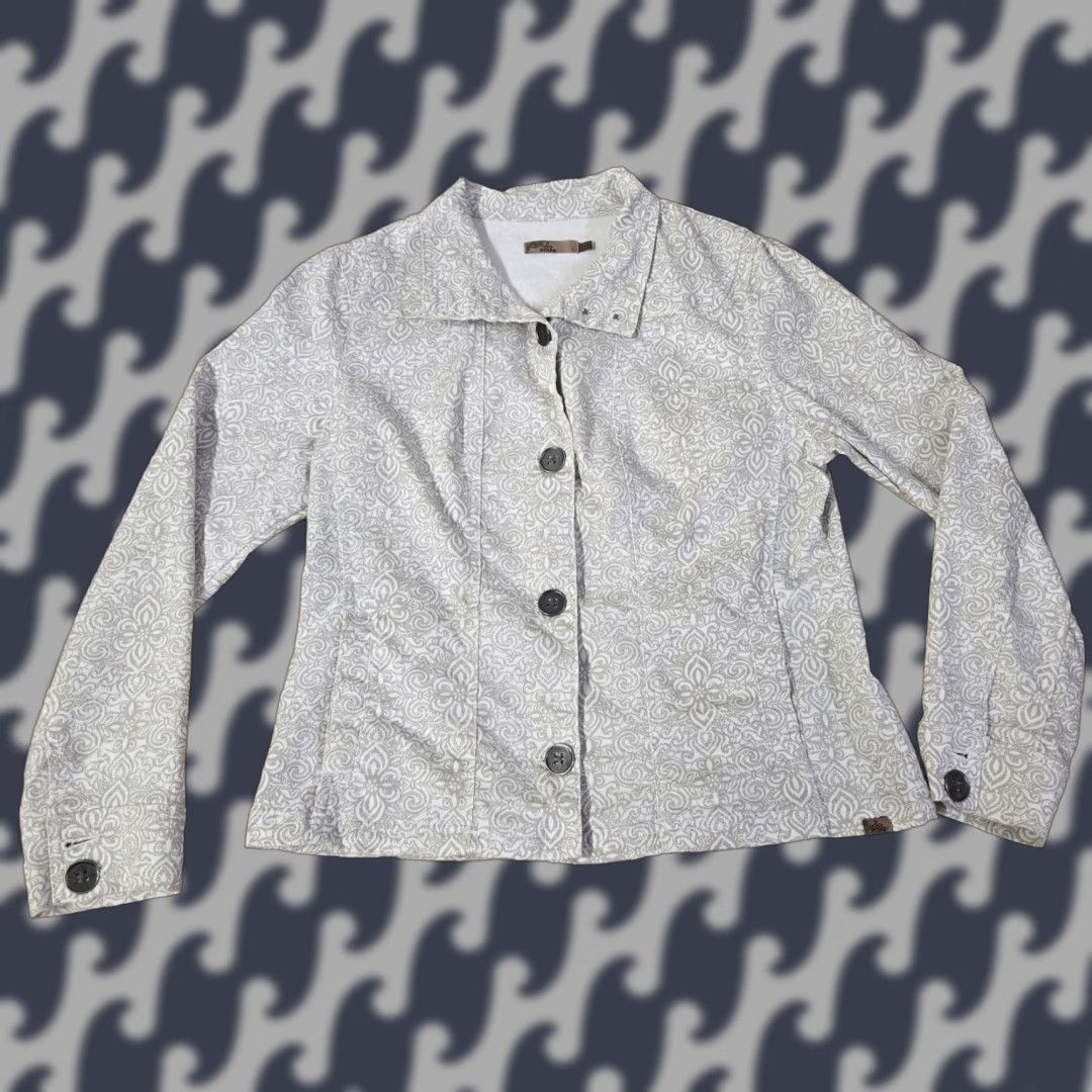 Prana Prana Jacket Womens Large White Floral Pattern Button Up Stretch Casual Size L / US 10 / IT 46 - 1 Thumbnail