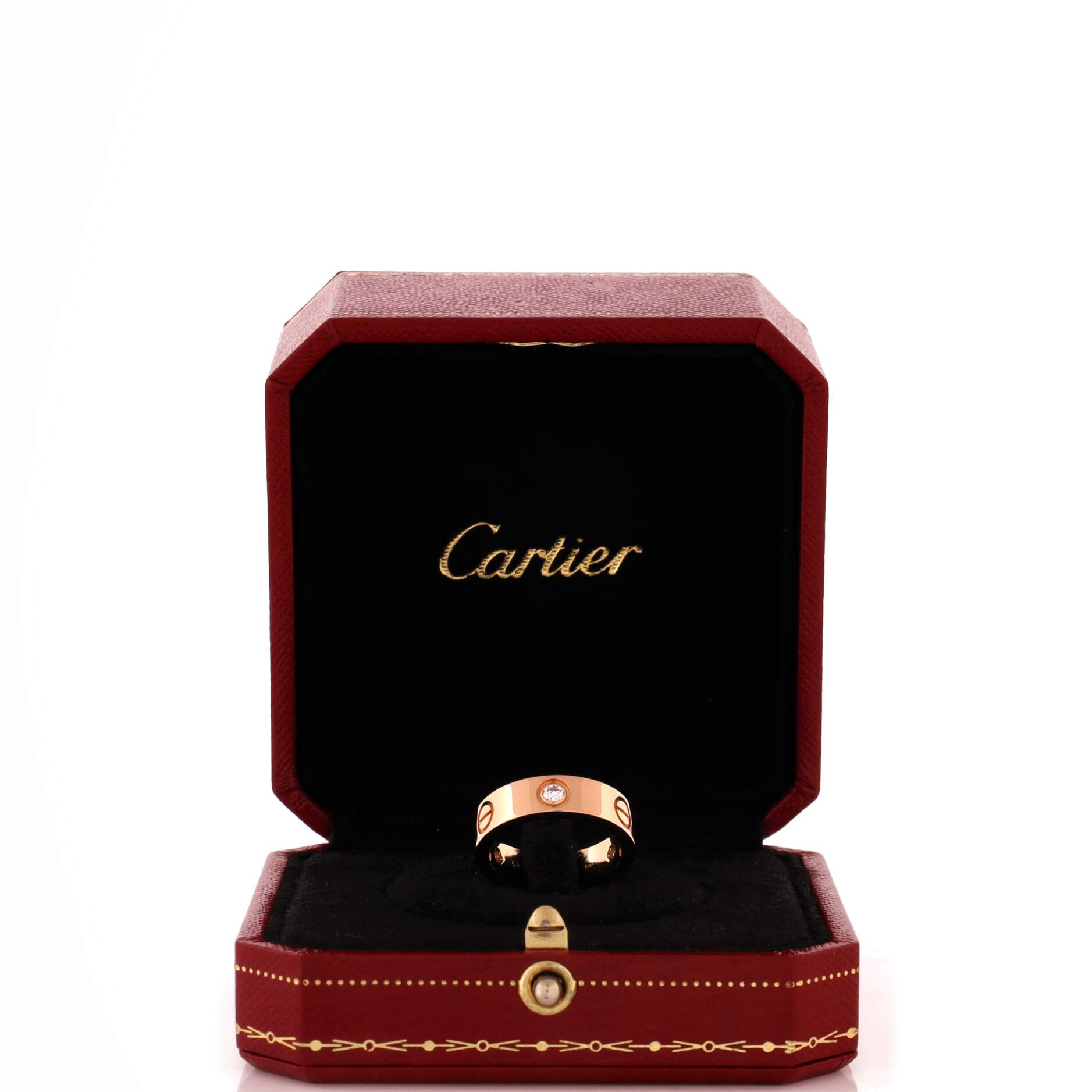 Cartier Love 3 Diamonds Band Ring 18K Rose Gold with Diamonds Size ONE SIZE - 1 Thumbnail
