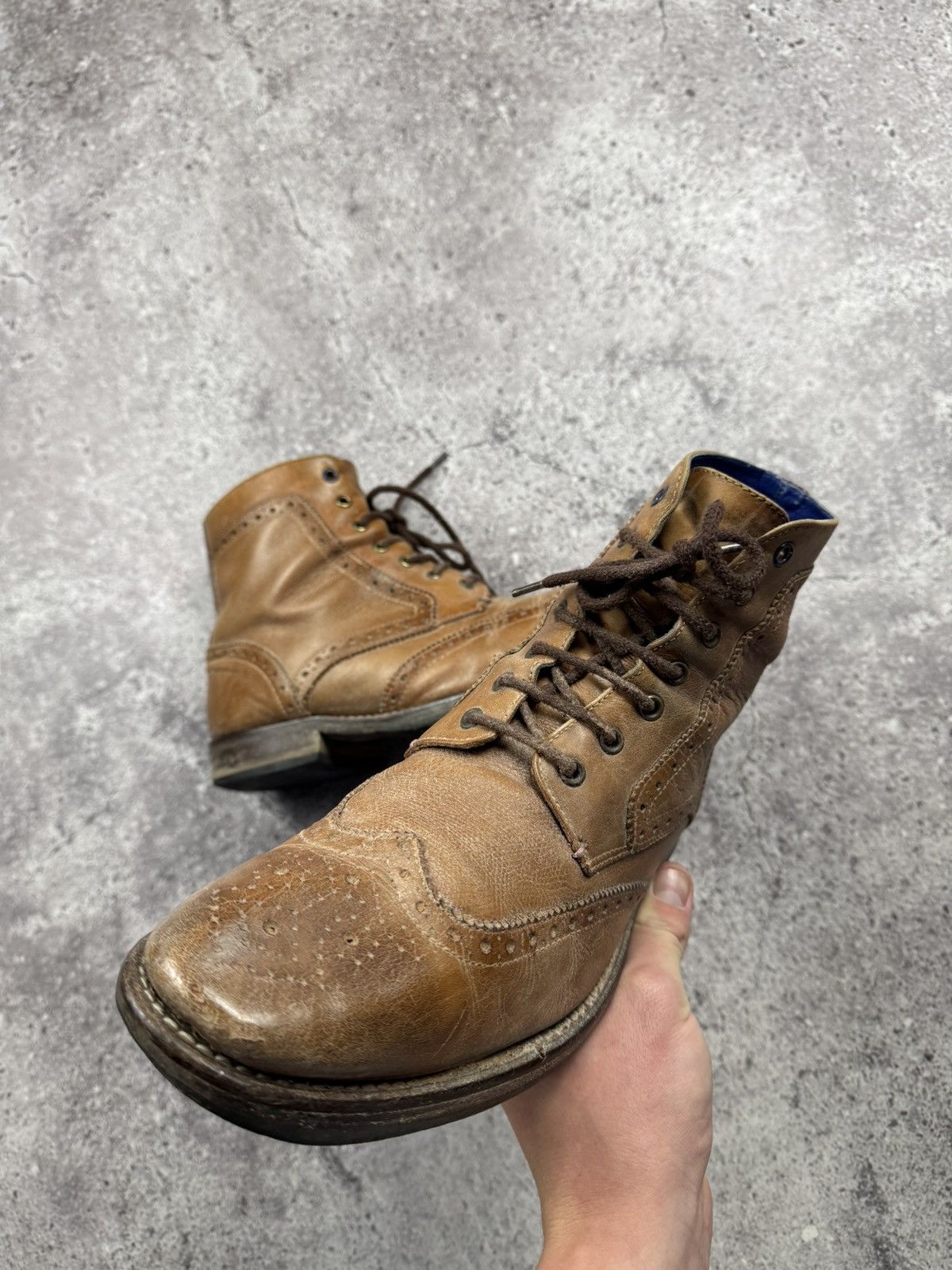 Cowboy Equipment WESTERN BIKER COWBOY LEATHER VINTAGE BROWN BOOTS Size US 10 / EU 43 - 10 Thumbnail