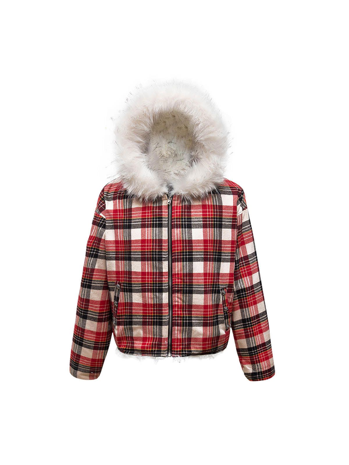 Japanese Brand Plaid Sherpa Lined Fur Hooded Jacket Size US M / EU 48-50 / 2 - 1 Thumbnail