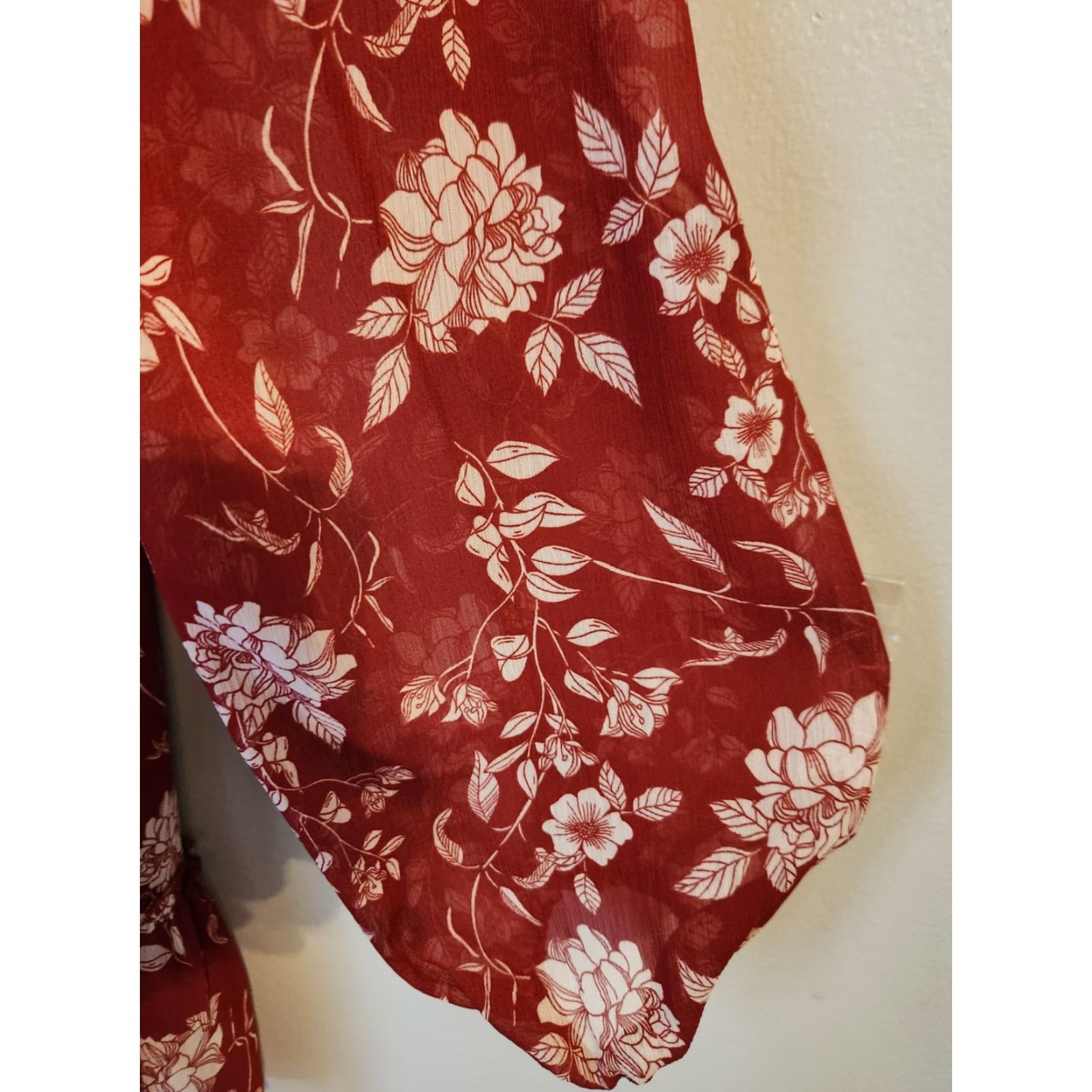 Vintage Trixxi Red Floral Smocked Waist A-Line Mini Dress Hippie Boho Sz M Adult Womens Size 32" / US 10 / IT 46 - 5 Thumbnail