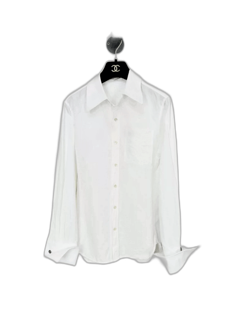 Saint Laurent Paris Saint Laurent Embroidered White Shirt- Size US XS / EU 42 / 0 - 1 Thumbnail