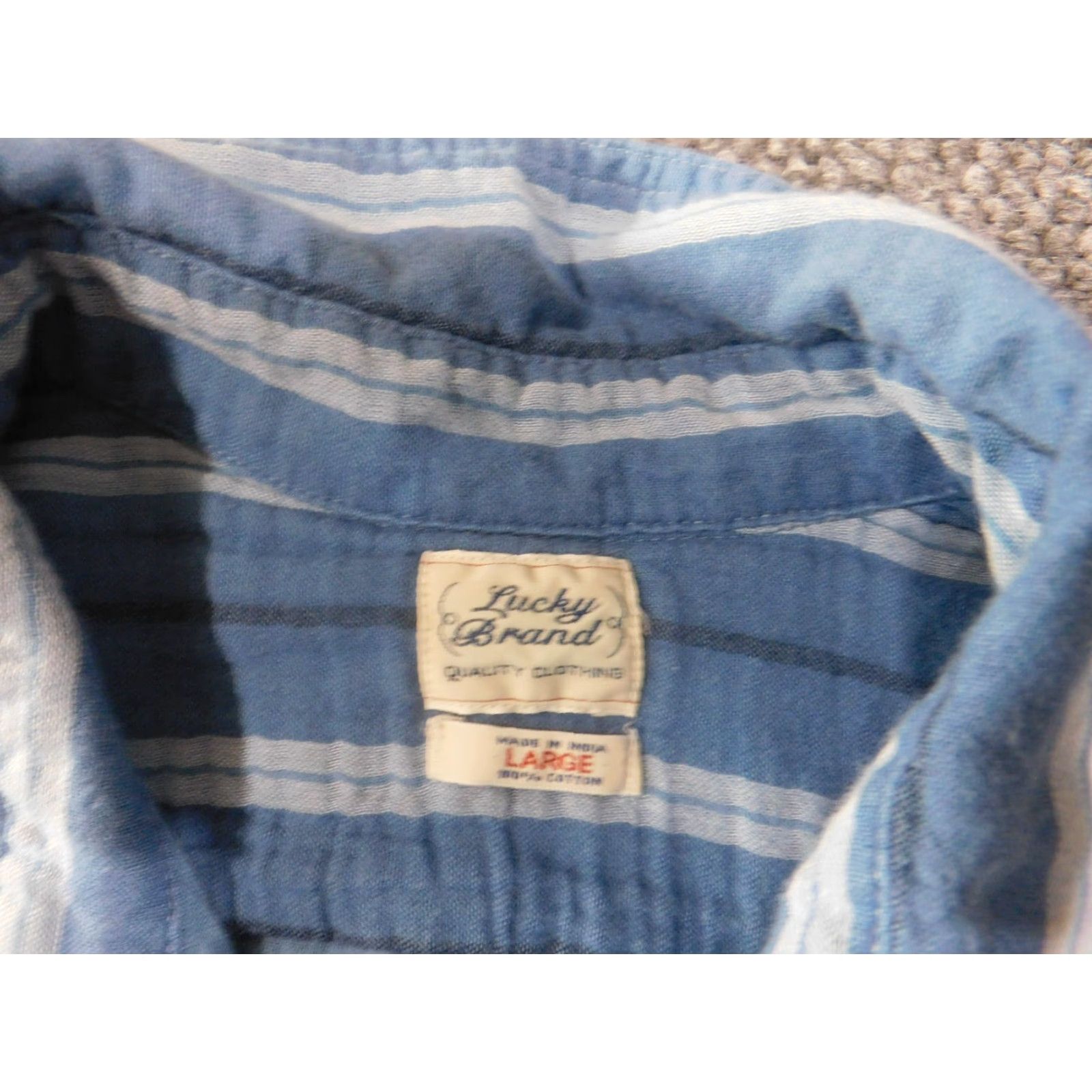 Lucky Brand Lucky Brand Shirt Men L Blue Flannel Striped Retro Classic Button-Up Collared Long Sleeve Casual Vintage? No (avoid N/A) Size US L / EU 52-54 / 3 - 4 Thumbnail