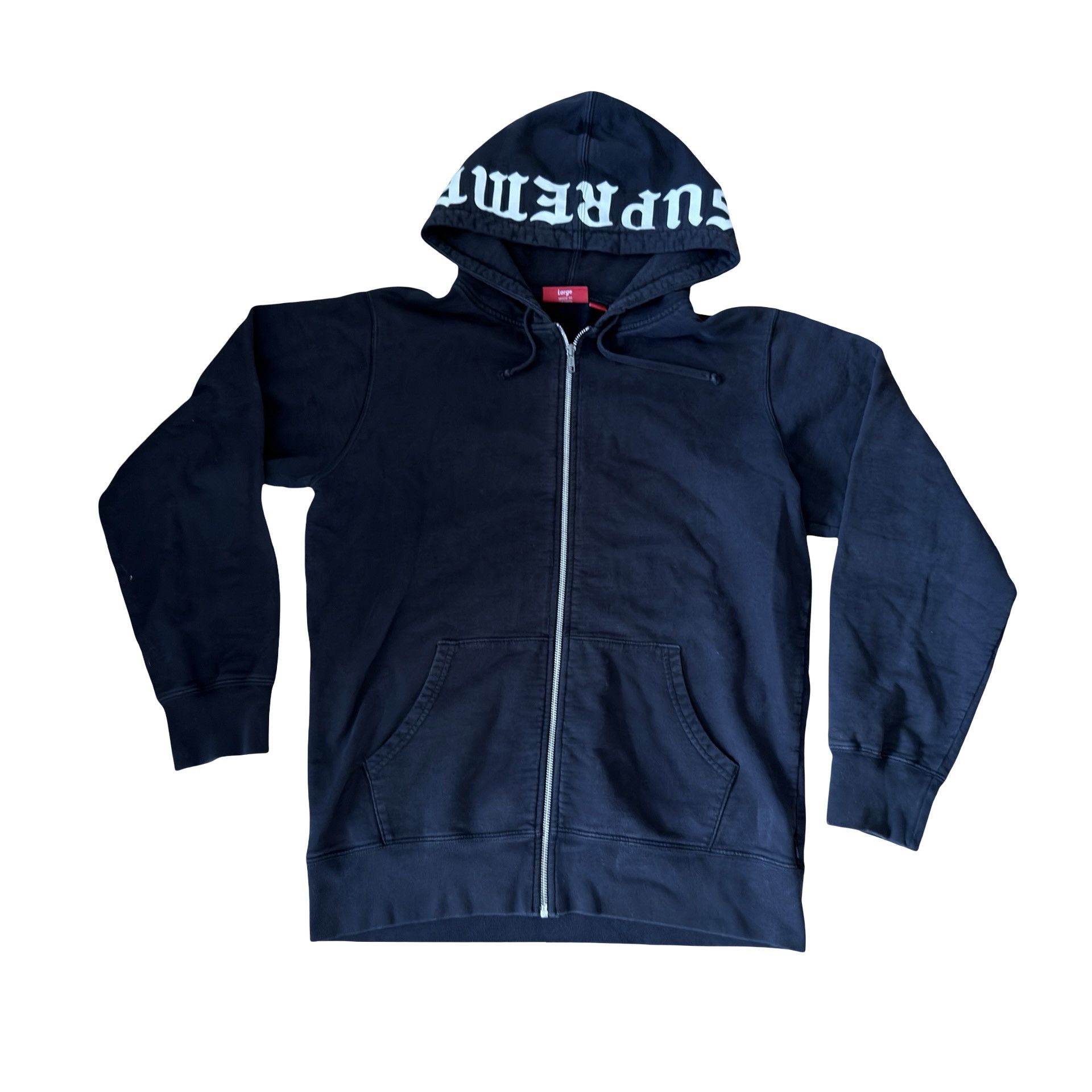 Supreme Supreme Big Logo Zip Up Hoodie Black | Grailed