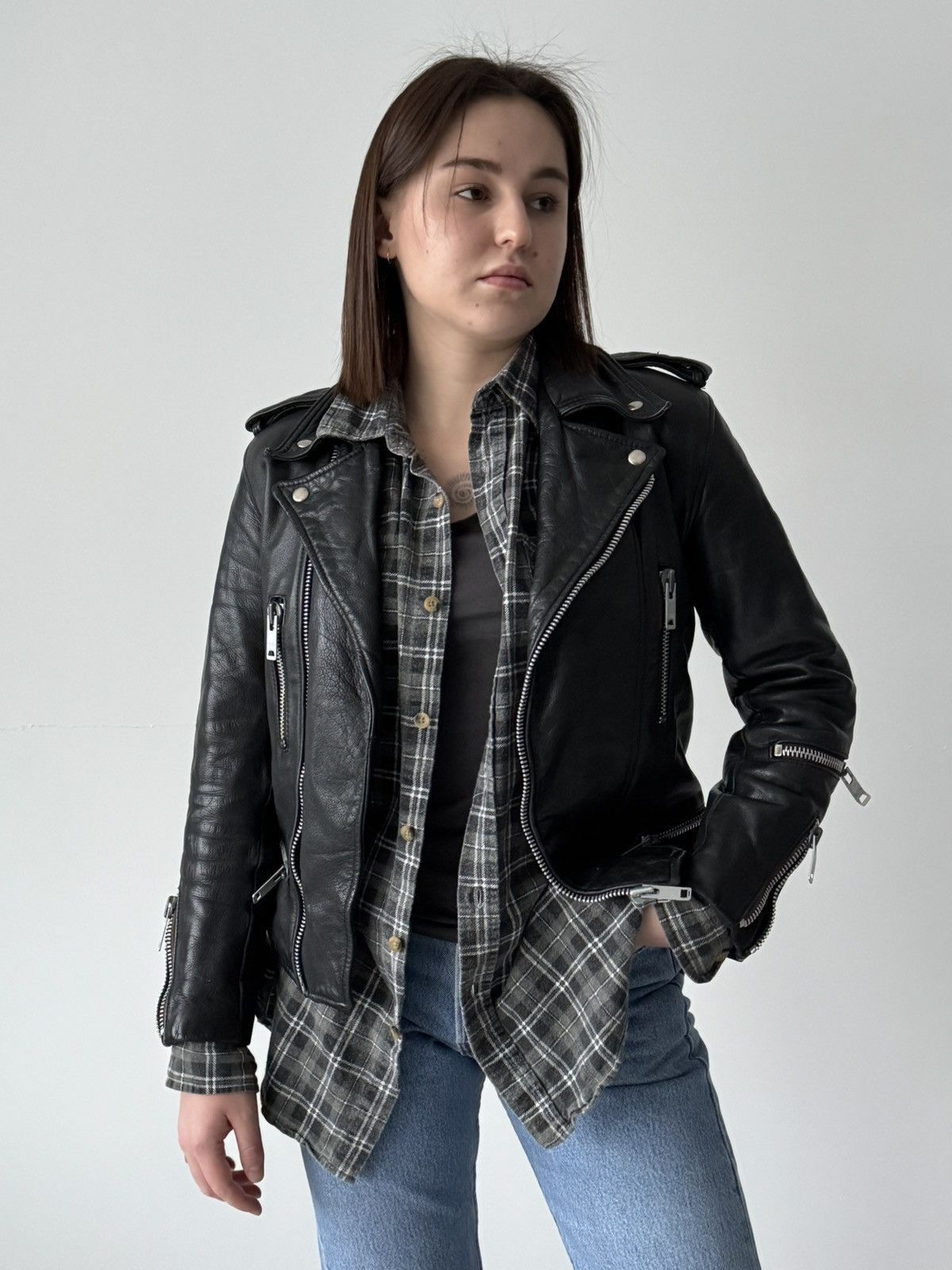 Leather × Vintage 1970s Vintage Texman Women’s Biker Punk Leather Lined Jacket Size S / US 4 / IT 40 - 1 Thumbnail