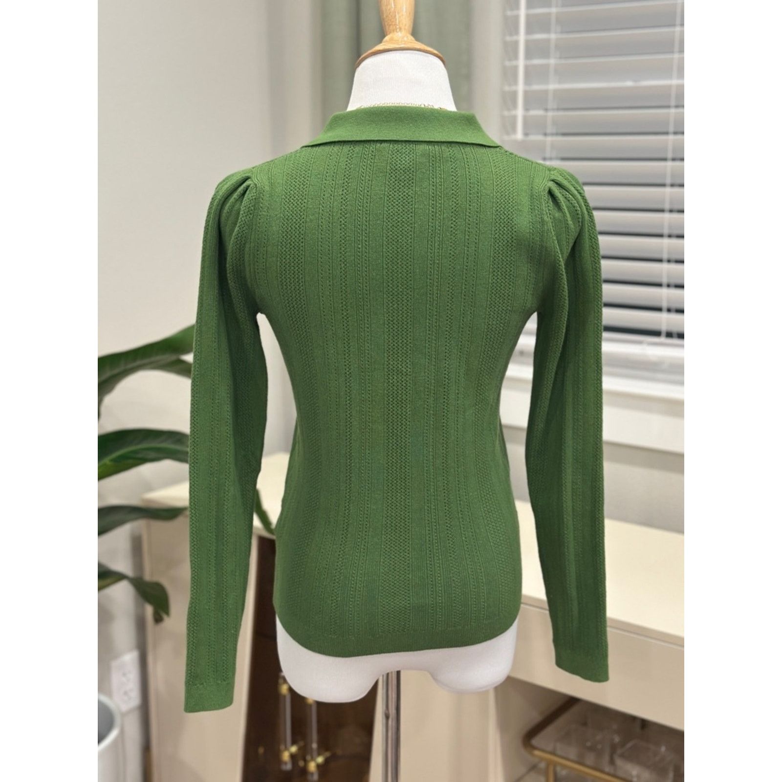 FRNCH FRNCH Green Ribbed Polo Sweater Size M / US 6-8 / IT 42-44 - 5 Thumbnail