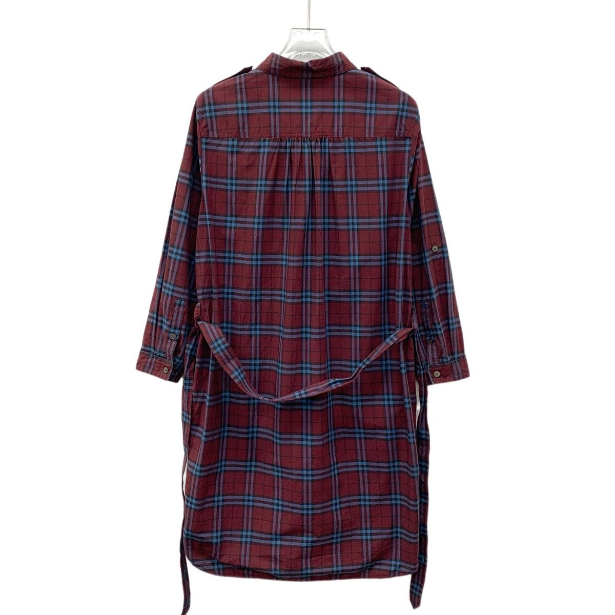 Burberry Burberry Deep Red Check Lapel Long-sleeve Shirt Dress K26WX Size M / US 6-8 / IT 42-44 - 2 Thumbnail