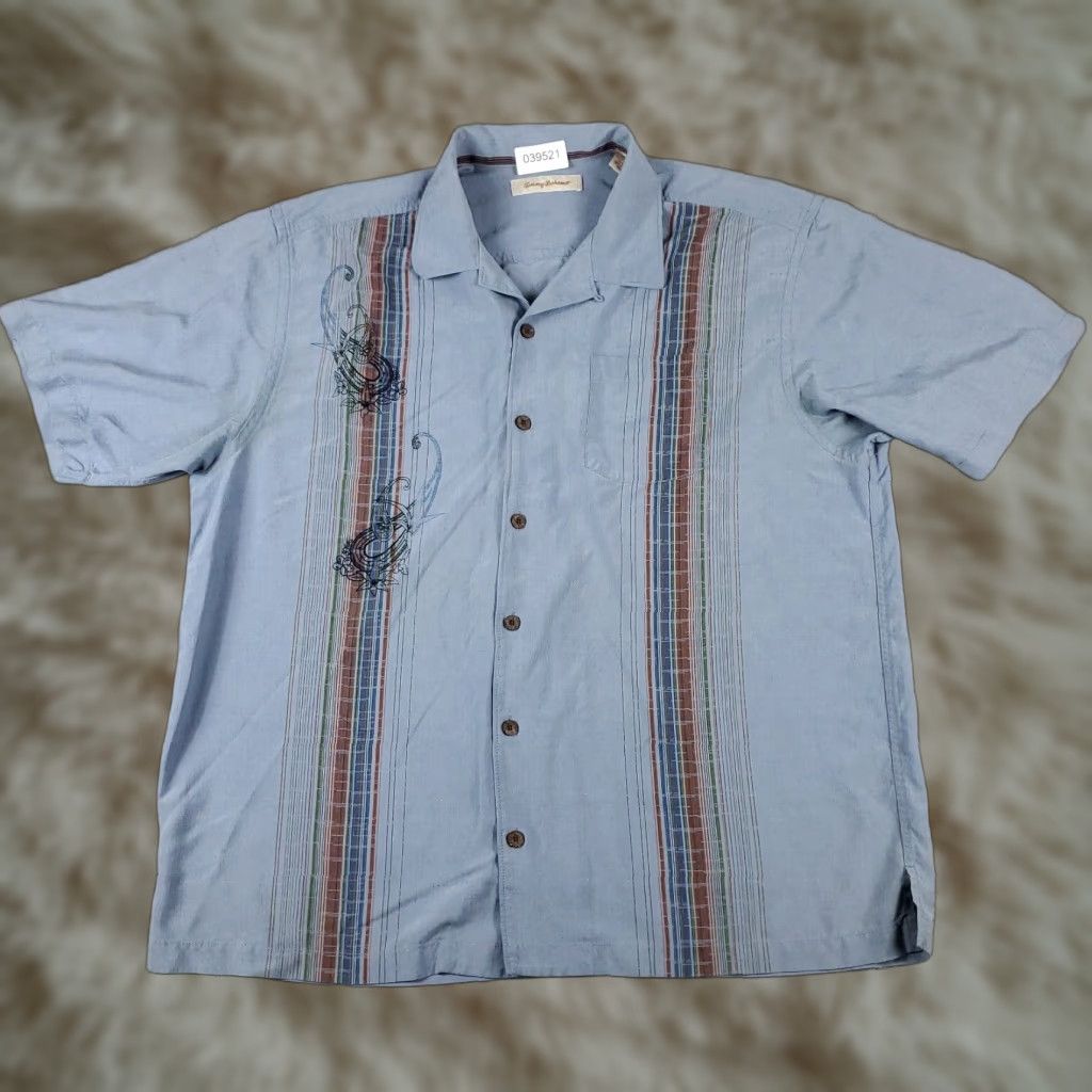 Tommy Bahama VINTAGE Tommy Bahama Shirt Mens Medium Blue Tropical Hawaiian Button Up Short Sleeve (Silk) Size US M / EU 48-50 / 2 - 1 Thumbnail