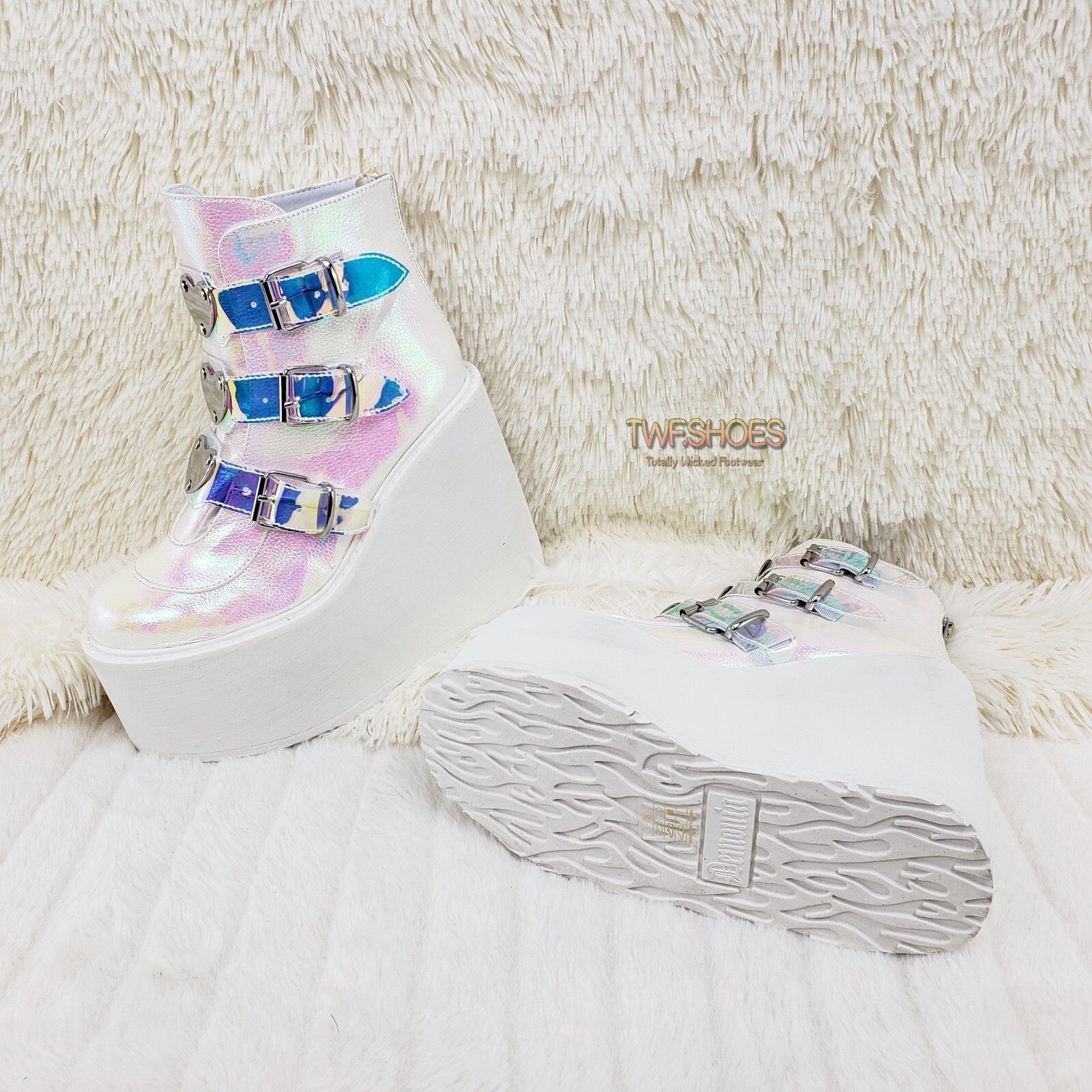 Demonia Cult DEMONIA Swing 105 White Pearl Colorful Effects Ankle Boot 5. Size US 11 / IT 41 - 6 Thumbnail