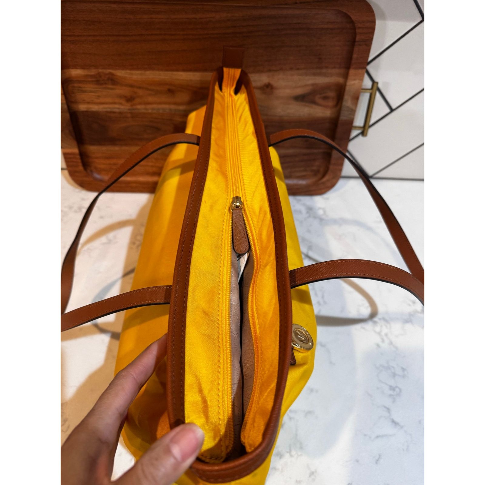 Michael Kors Michael Kors bright yellow Kempton nylon tote leather straps Size ONE SIZE - 9 Thumbnail