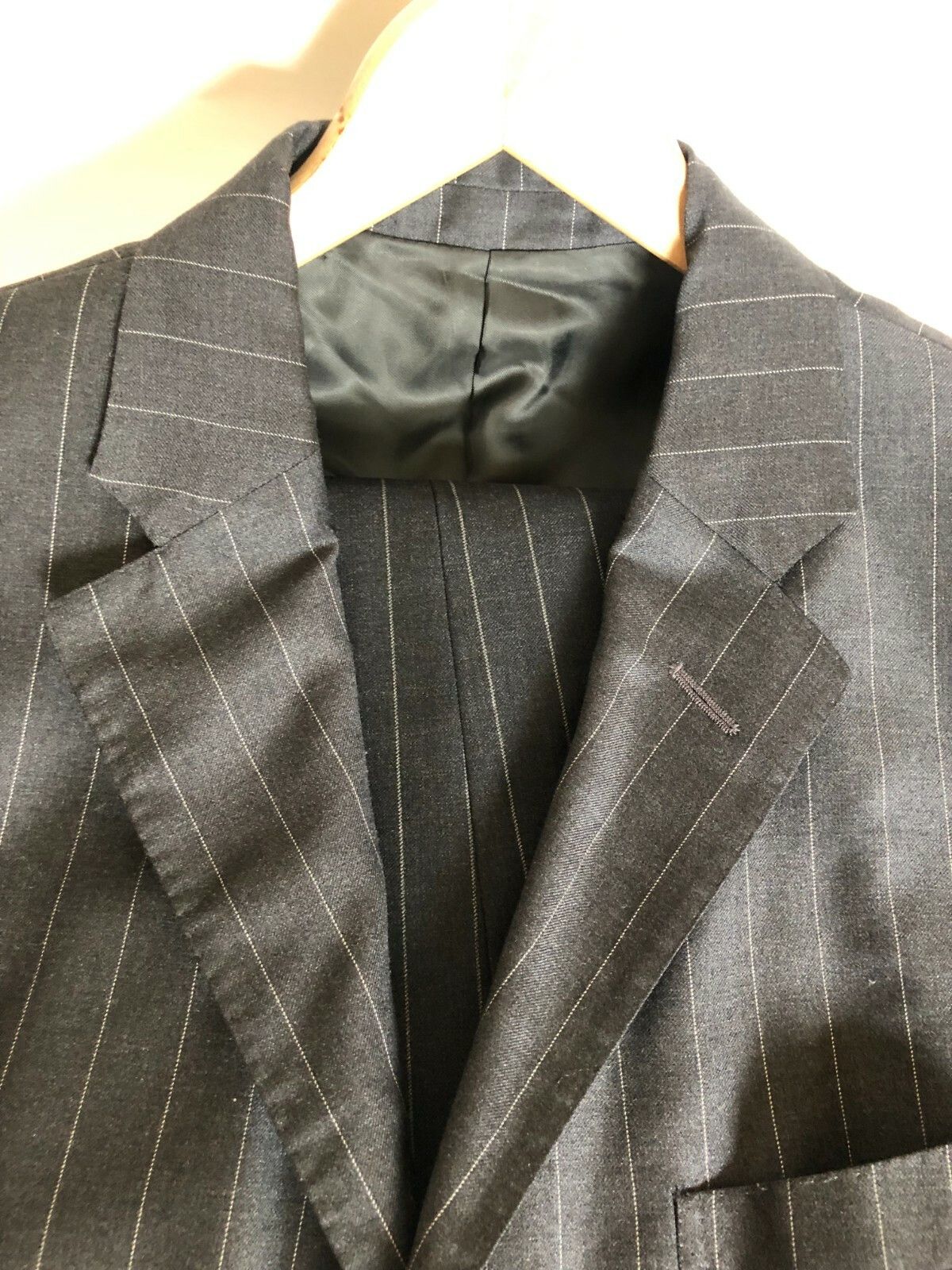 Polo Ralph Lauren Polo Ralph Lauren Grey Wide Stripe 3 Button Suit 40L W32 Size 40L - 3 Thumbnail