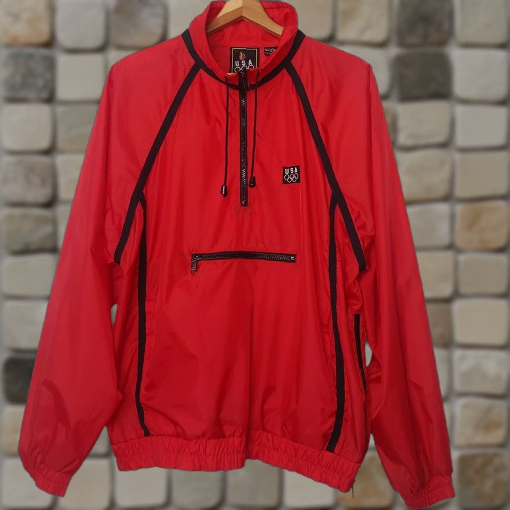 JCPenney VINTAGE JC Penney for USA Olympics Windbreaker Jacket Pullover Red Large Men’s Jacket/Coat Short Length 1/4 Zip USA Olympics Size US L / EU 52-54 / 3 - 1 Thumbnail
