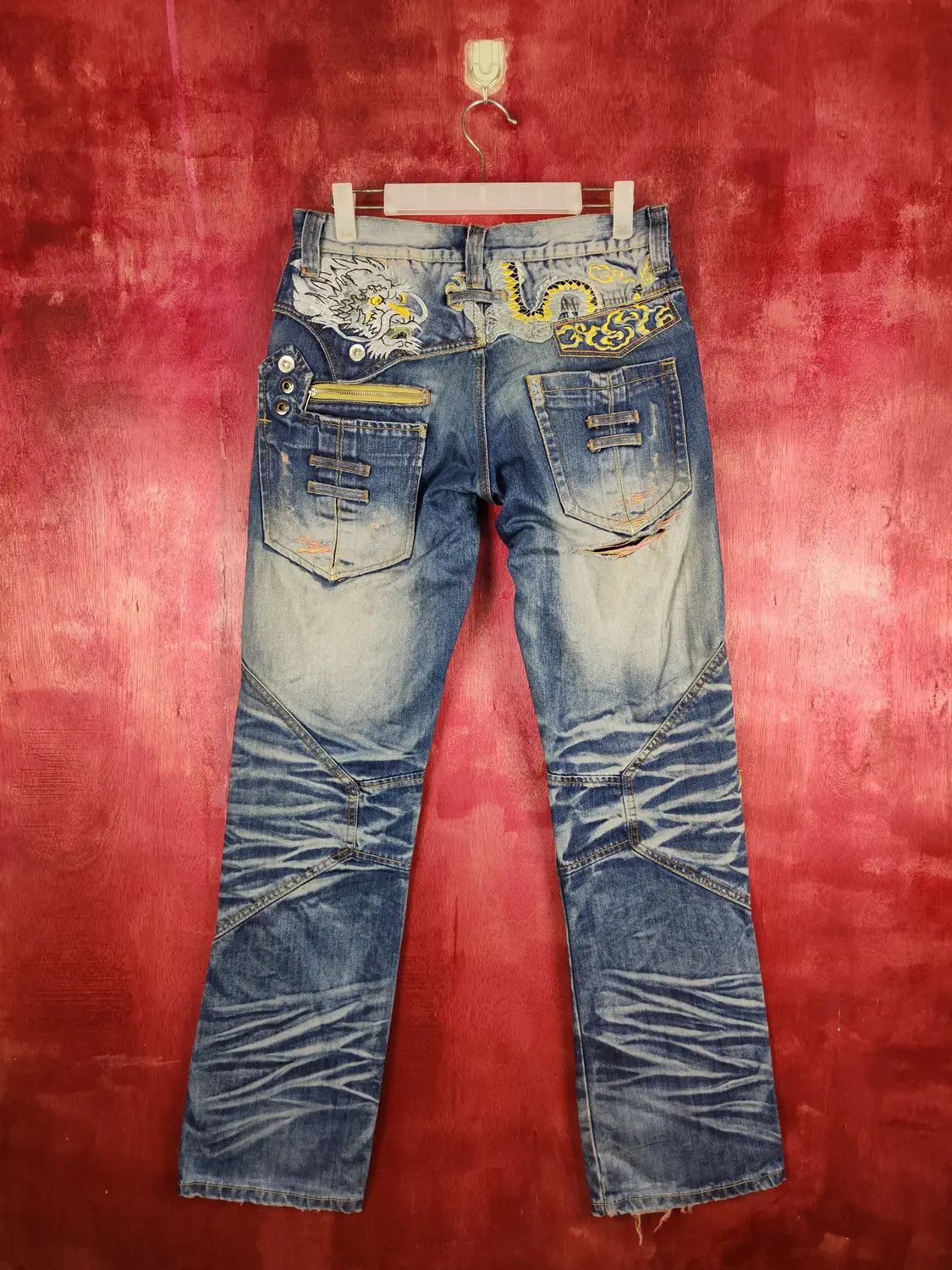 Hypebeast Crazy Leopard Dragon Ripped Distressed Denim Pants #S607DL Size US 30 / EU 46 - 18 Thumbnail