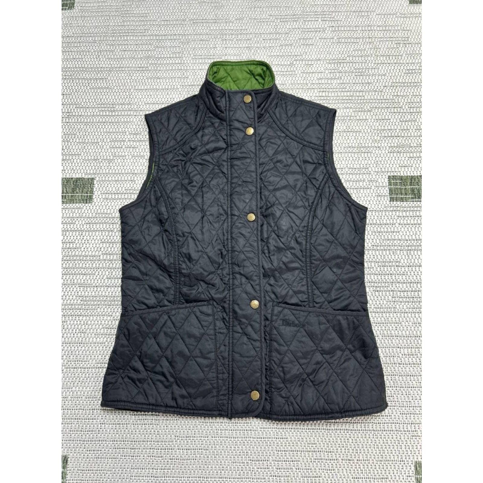 Barbour Barbour Vest Womens 6 Black Diamond Quilted Insulated Liddesdale Gilet Short Sleeveless Zip Snap Barbour Size M / US 6-8 / IT 42-44 - 2 Thumbnail