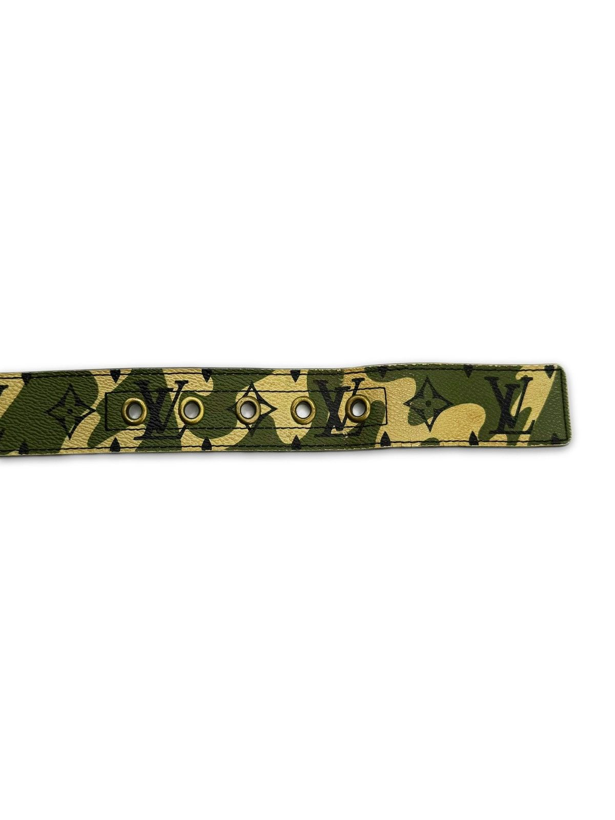 Louis Vuitton × Takashi Murakami 2007 Louis Vuitton x Takahashi Murakami Green Camo Leather Belt Size 34 - 4 Thumbnail