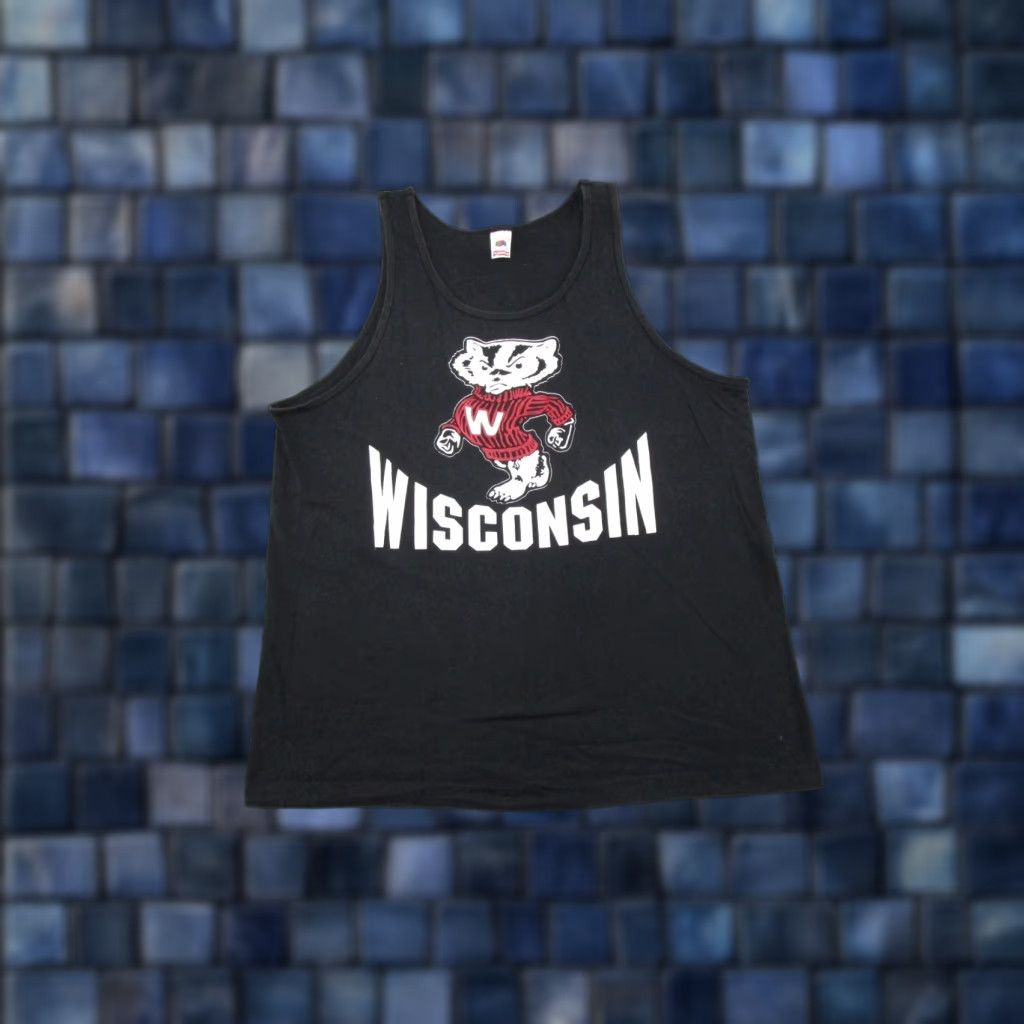 Fruit Of The Loom VINTAGE Fruit of the Loom Wisconsin Badgers SZ XL Crew Neck T-Shirt Men 90s Black Cotton Short Sleeve 1990s Vintage Size US XL / EU 56 / 4 - 1 Thumbnail