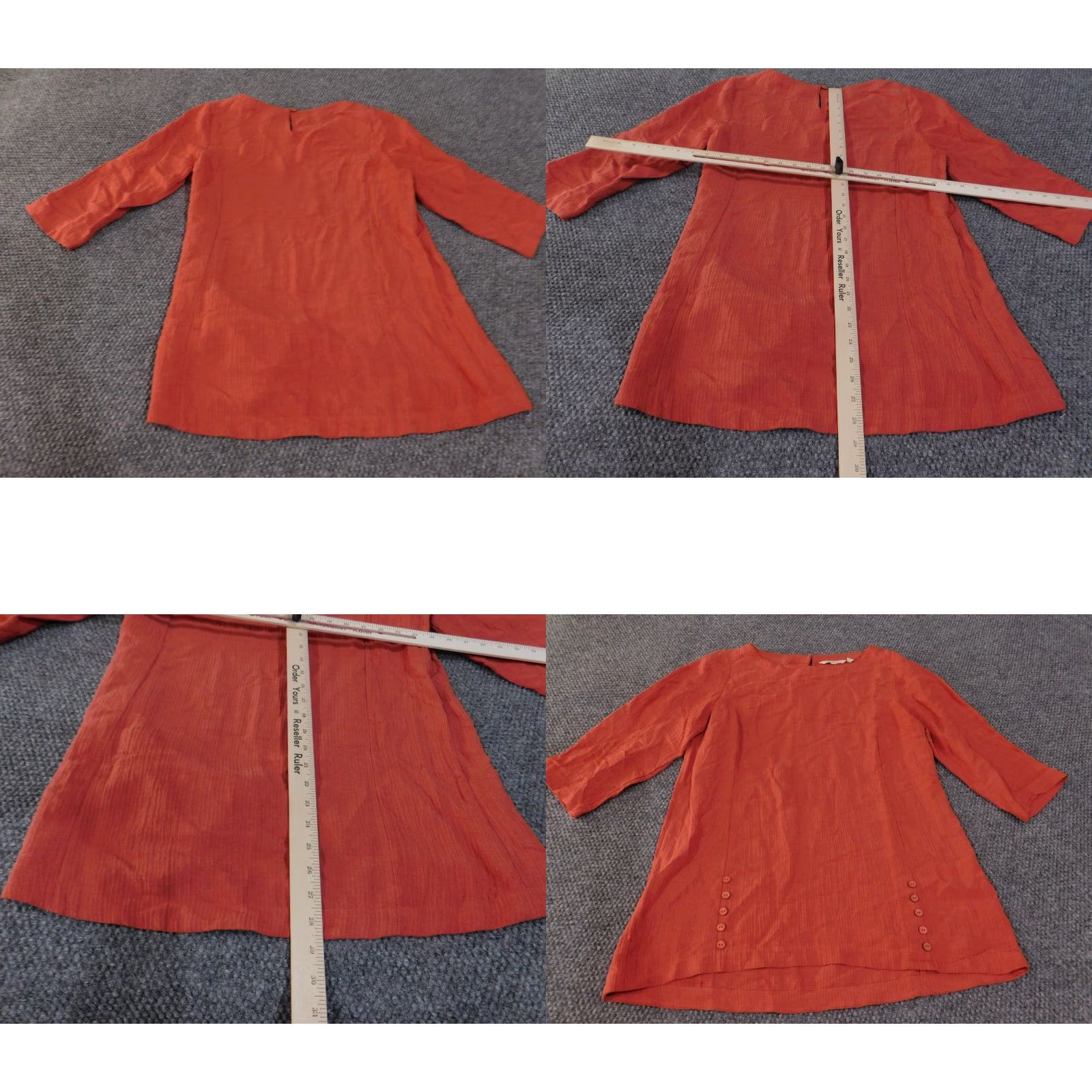 Soft Surroundings Soft Surroundings Blouse Tunic Womens Small Orange 3/4 Sleeve Button Detail Ramie Rayon Size S / US 4 / IT 40 - 8 Thumbnail