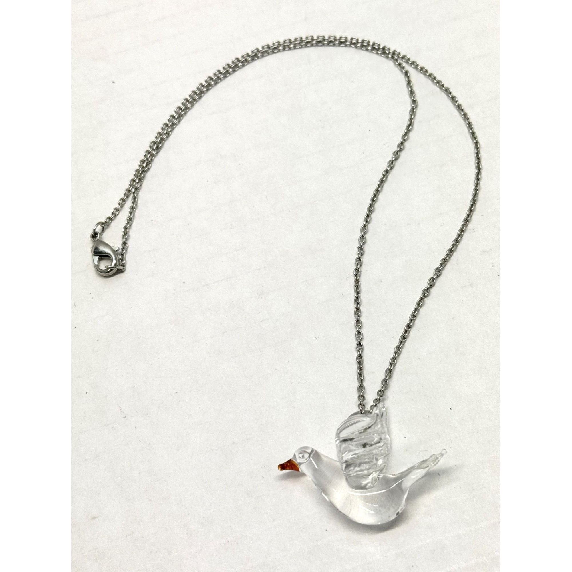 Vintage Vintage glass bird pigeon dove necklace Size ONE SIZE - 1 Thumbnail