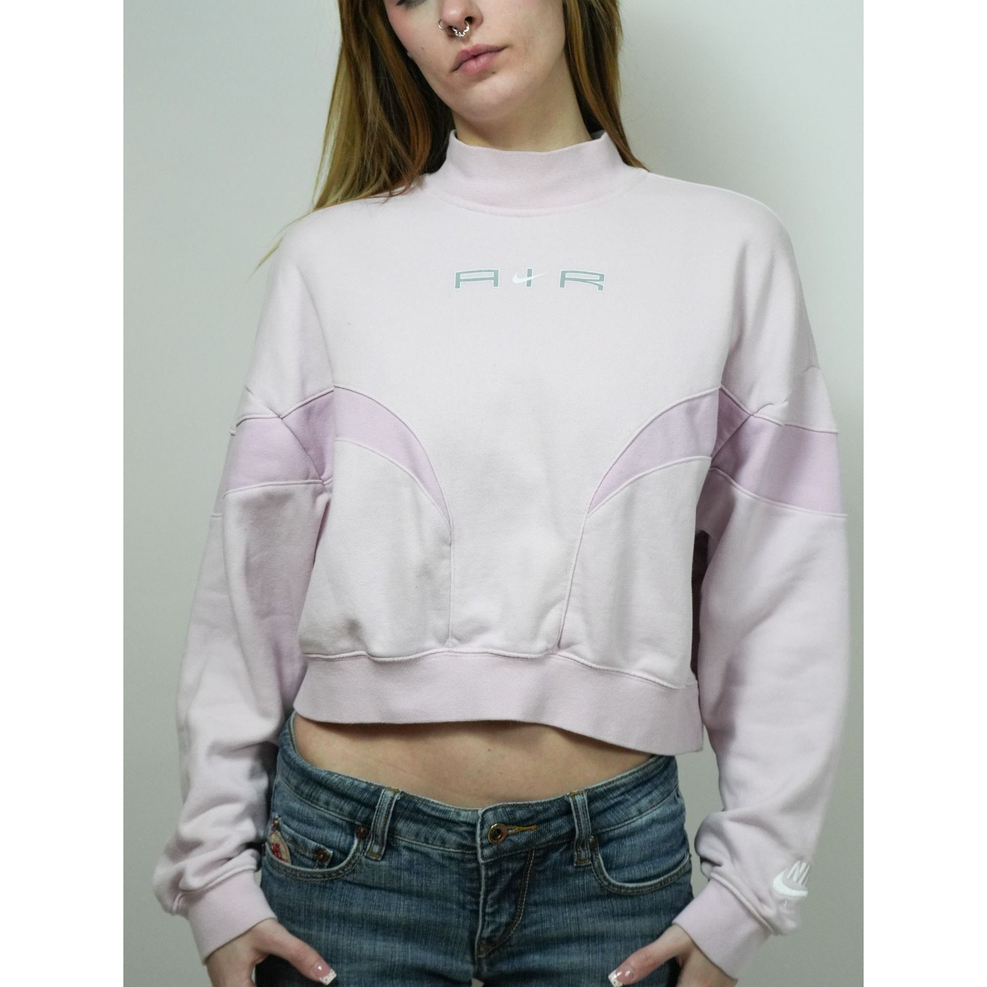 Nike Vintage Nike Pink Cropped Half Turtleneck Sweatshirt Size M / US 6-8 / IT 42-44 - 3 Thumbnail