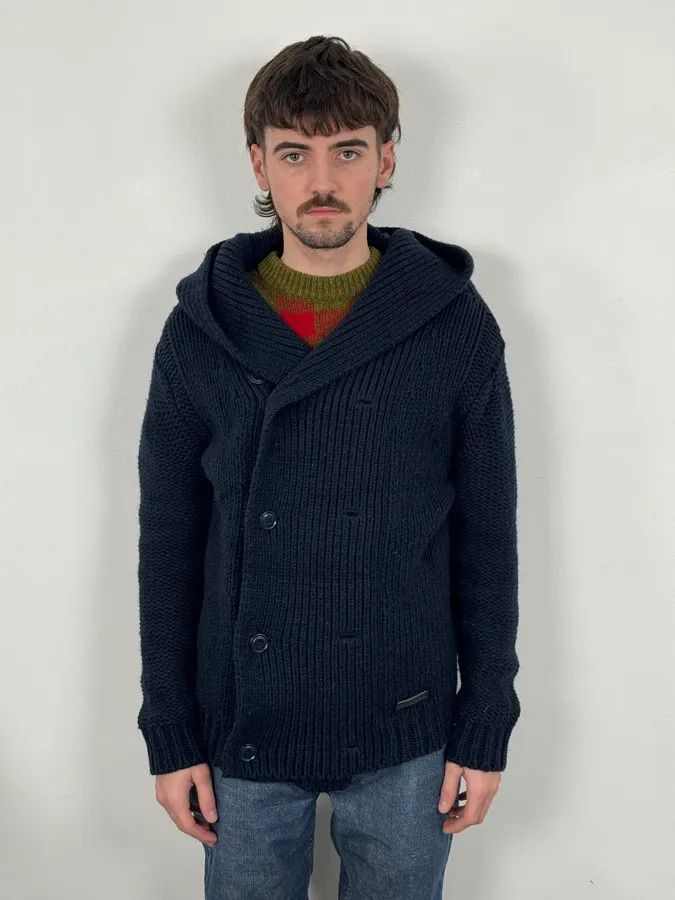 Diesel 2000s Diesel Navy Wool Buttoned Officer Hooded Sweater Size US M / EU 48-50 / 2 - 2 Thumbnail