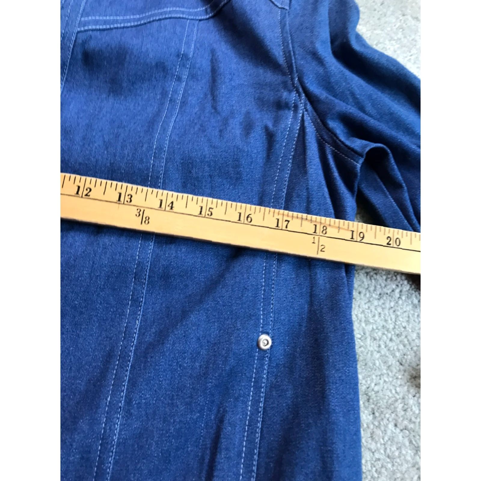 Vintage Alfred Dunner Jacket Women's 6P Petite Blue Jeans Shoulder Pads Coat Mid-Length Zip Cotton Blend Modern Vintage No Size 28" / US 6 / IT 42 - 5 Thumbnail
