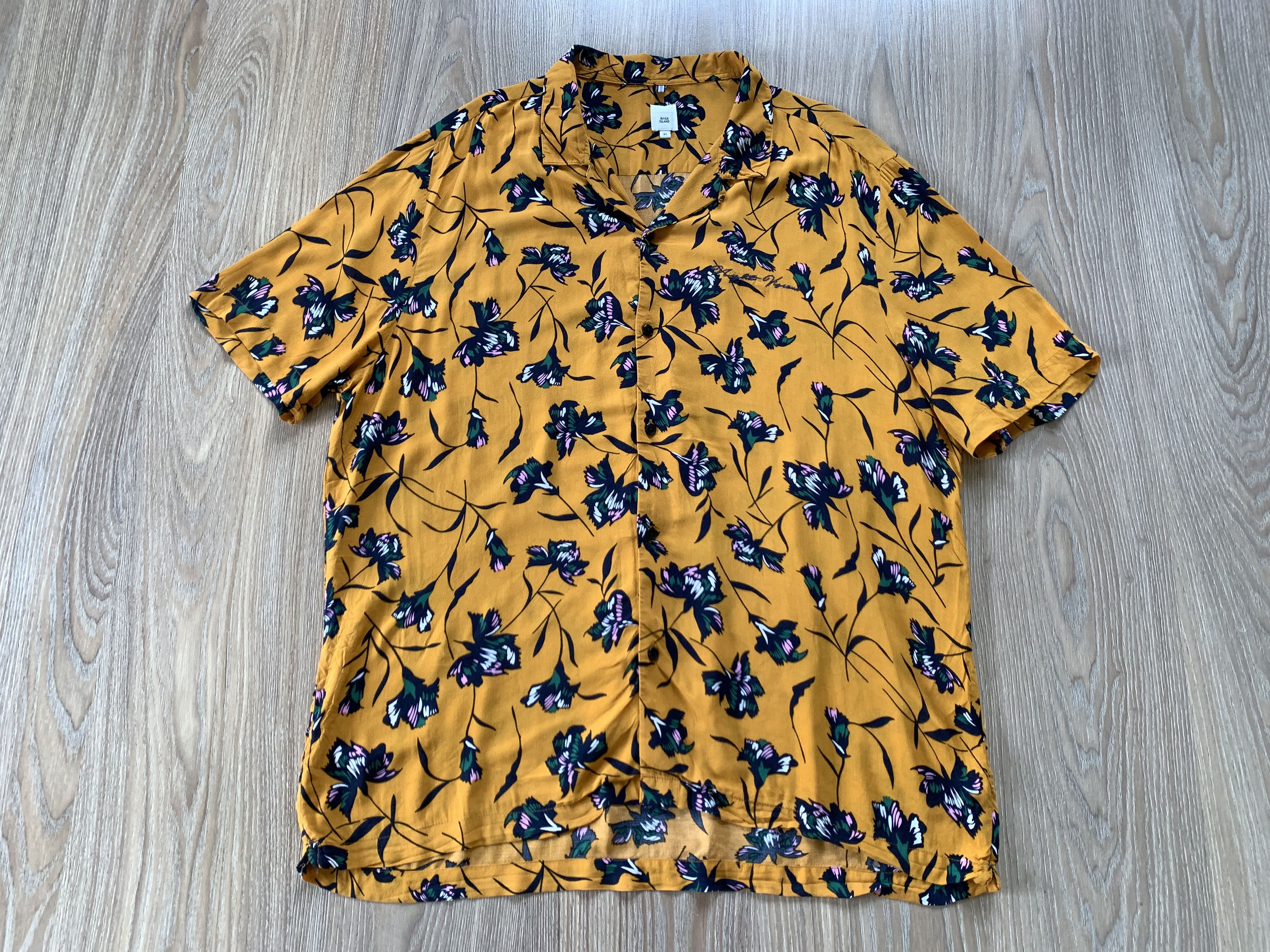 River Island River Island Flower Printed Hawaiian Shirt Size US XL / EU 56 / 4 - 2 Thumbnail