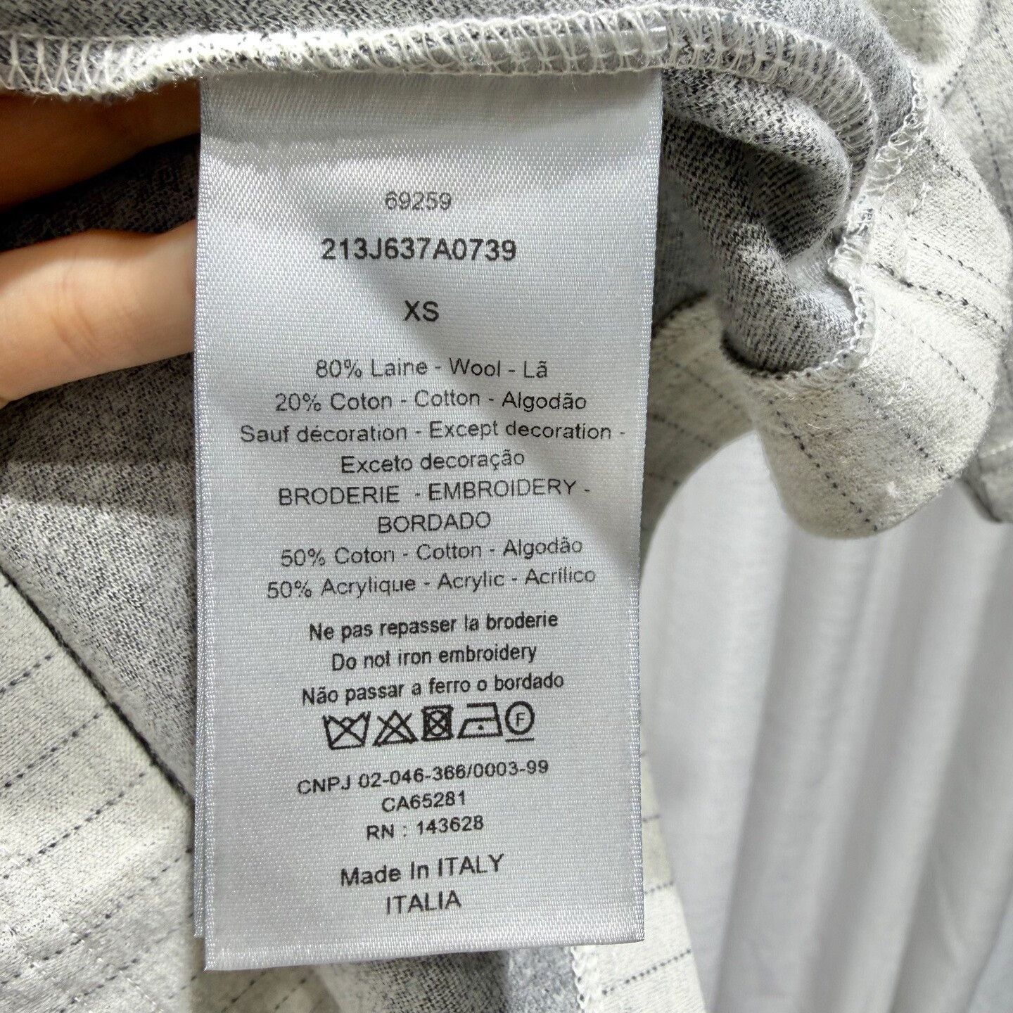 Dior Dior Wool-Cotton Blend Striped T-Shirt Size US XS / EU 42 / 0 - 4 Thumbnail