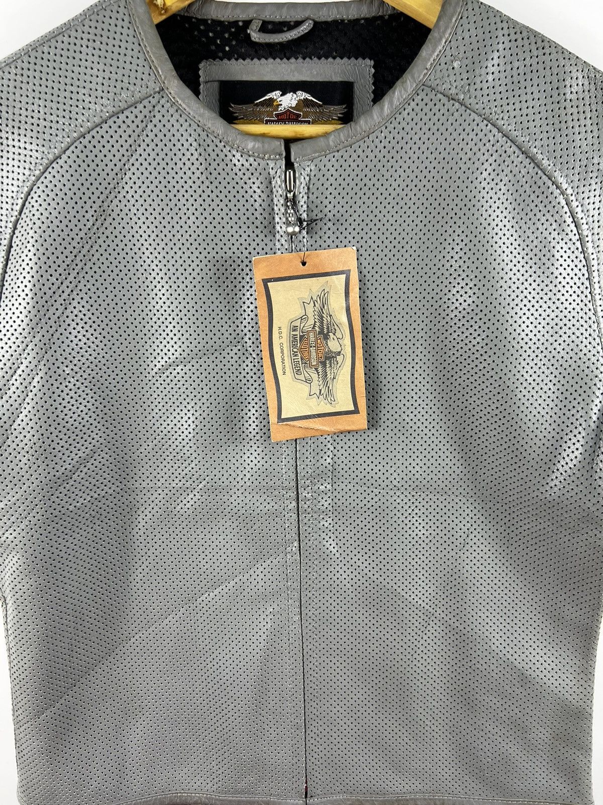 Harley Davidson 🔥 MESH HARLEY-DAVIDSON CROP LADIES MOTOR JACKET LEATHER - L Size M / US 6-8 / IT 42-44 - 4 Thumbnail