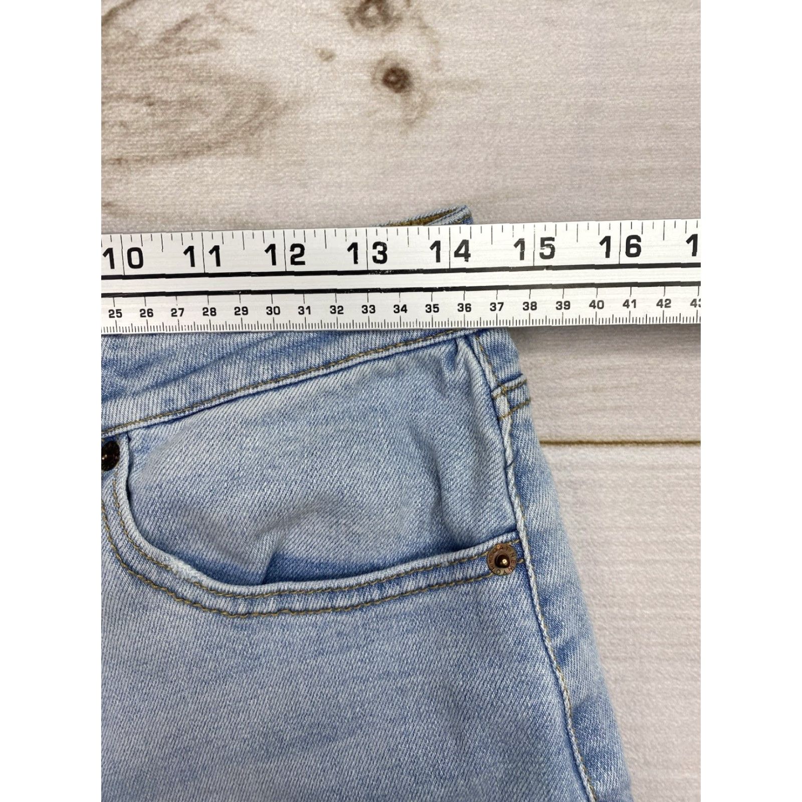 Vintage OAT New York Jeans Womens 29 Light Wash Wide-Leg Crop High Rise 90s Bohemian City Blue Denim Stretch Size 29" - 3 Thumbnail