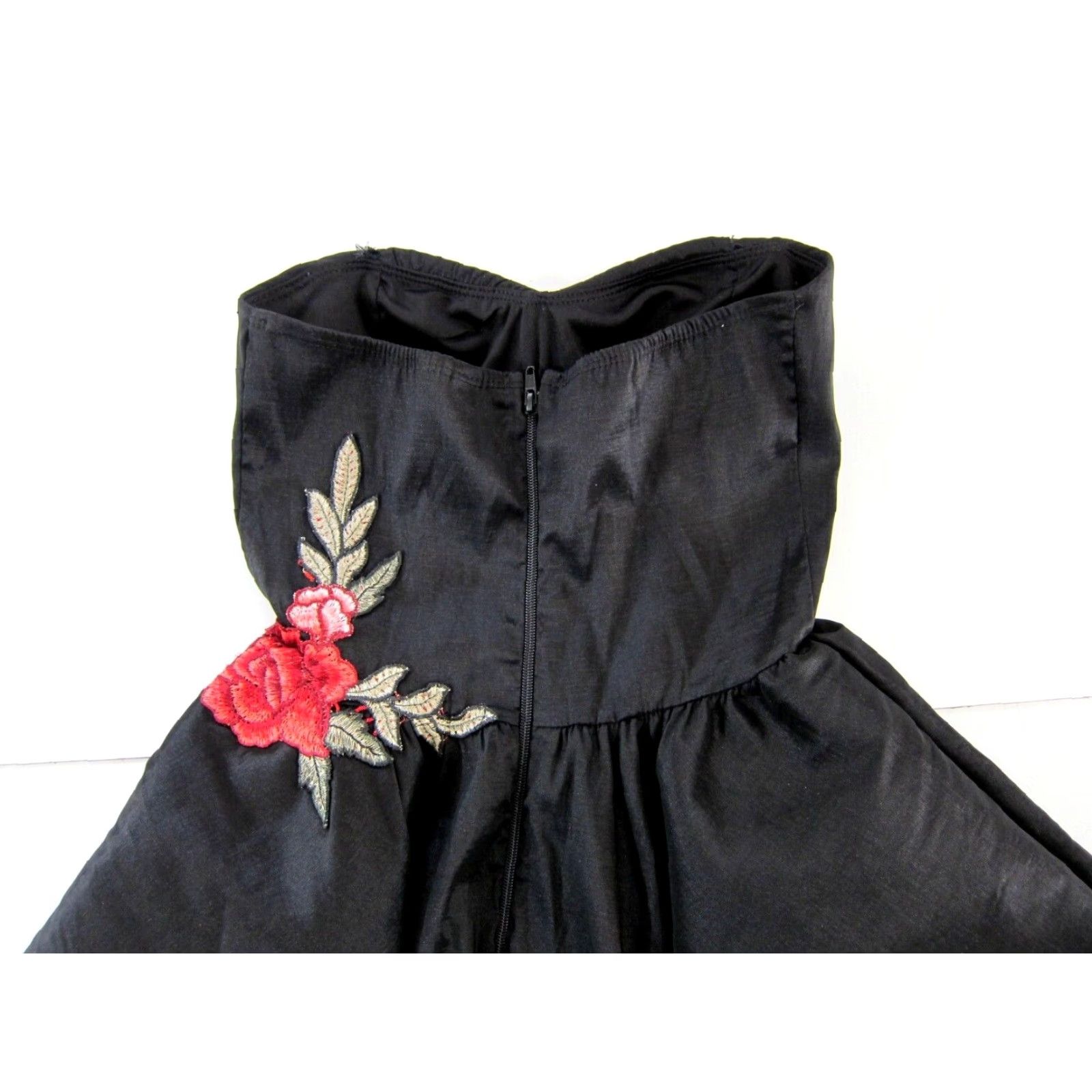 Vintage Windsor Black Pink Embroidered Rose Floral Strapless Sweetheart Prom Dress XS Size XS / US 0-2 / IT 36-38 - 4 Thumbnail