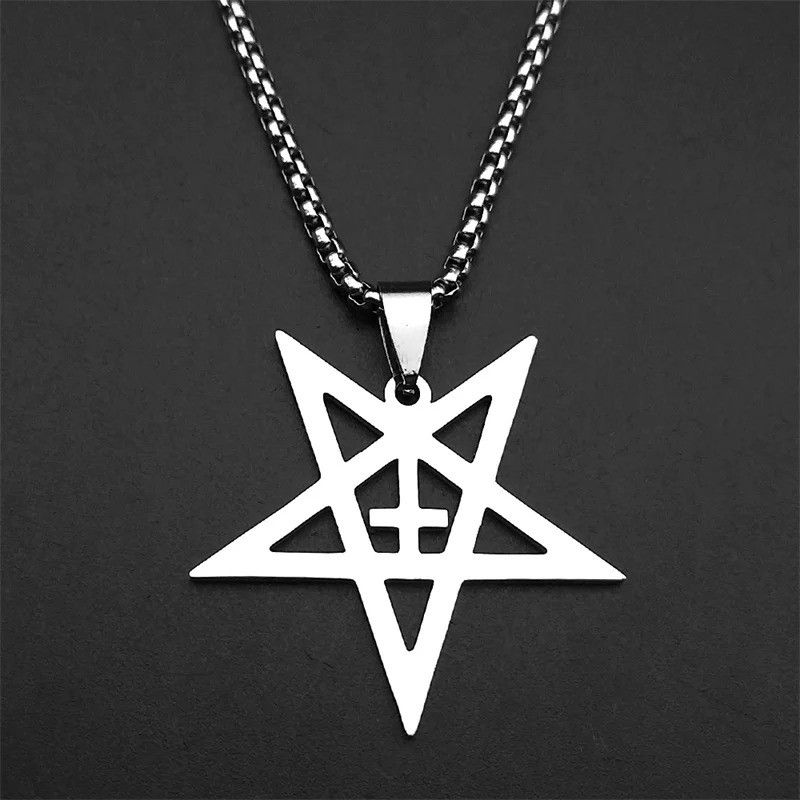Jewelry Gothic Witchcraft Inverted Pentacle Cross Pendant Necklace Size ONE SIZE - 1 Thumbnail