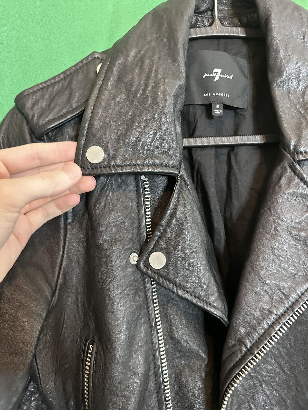 7 For All Mankind Pure leather black zip-up moto jacket Size S / US 4 / IT 40 - 7 Thumbnail