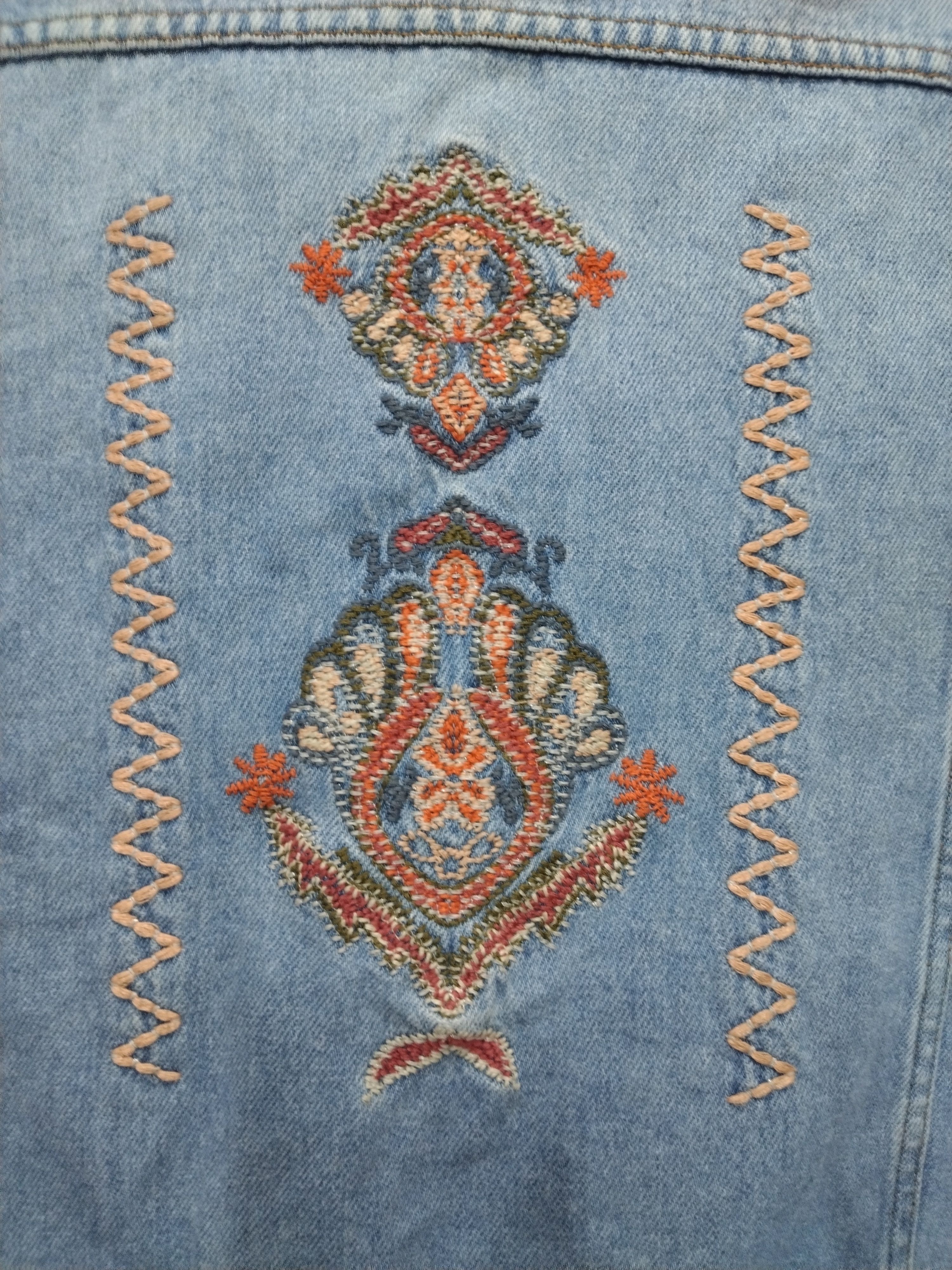 Seditionaries Vintage Distressed Design embroidered De Facto Denim Jacket Size L / US 10 / IT 46 - 12 Thumbnail