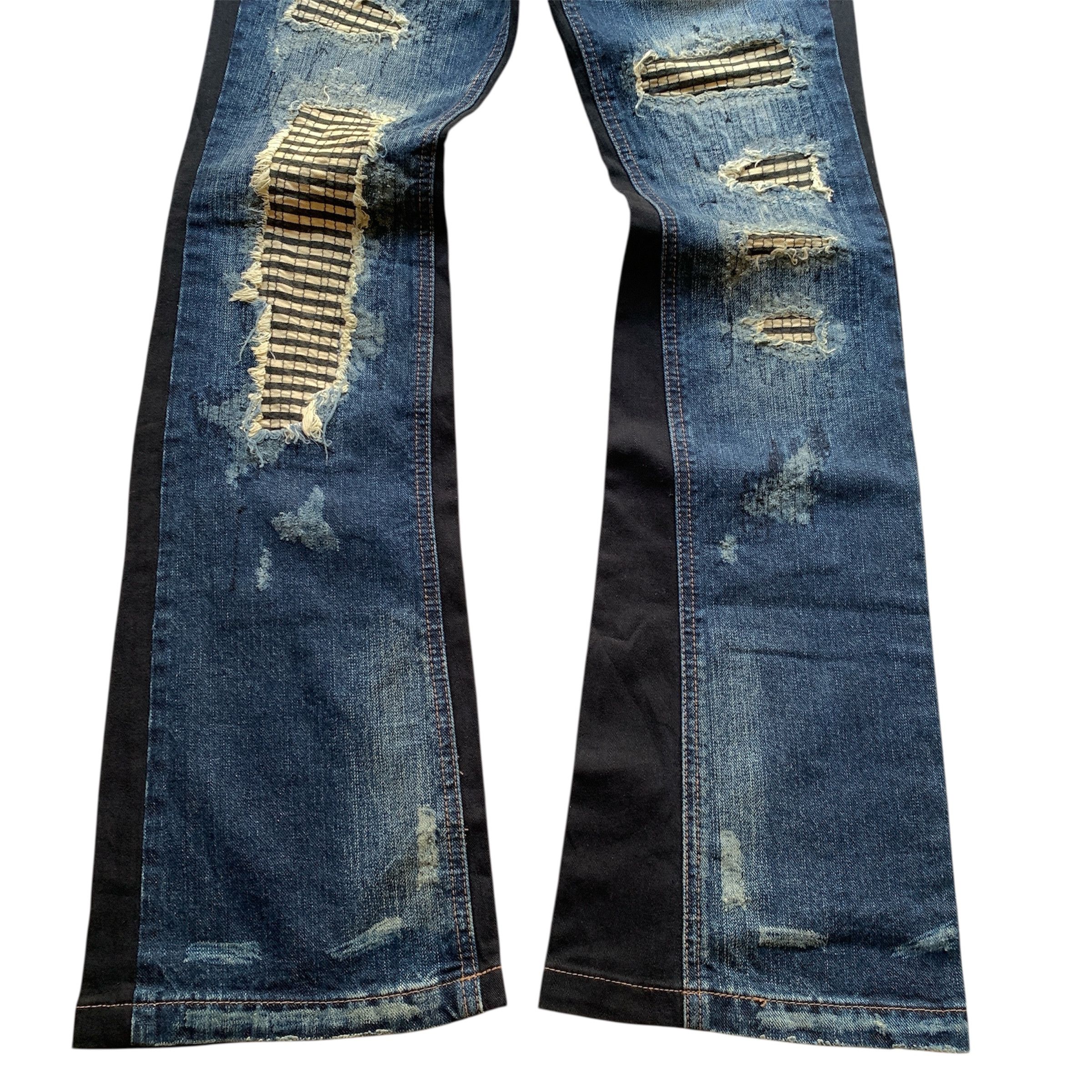 Japanese Brand Algonquins Distress Studded Punk Vkei ifsix LGB Flared Jeans Size 29" - 2 Thumbnail