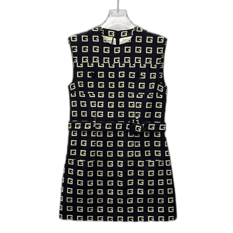 Gucci Gucci Black Logo Cotton Sleeveless Dress Size S / US 4 / IT 40 - 1 Thumbnail