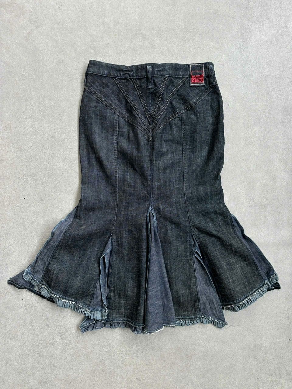 Designer × Marithe + Francois Girbaud 2000s Marithe Francois Girbaud Ruffle Midi Skirt Size 39" - 2 Thumbnail