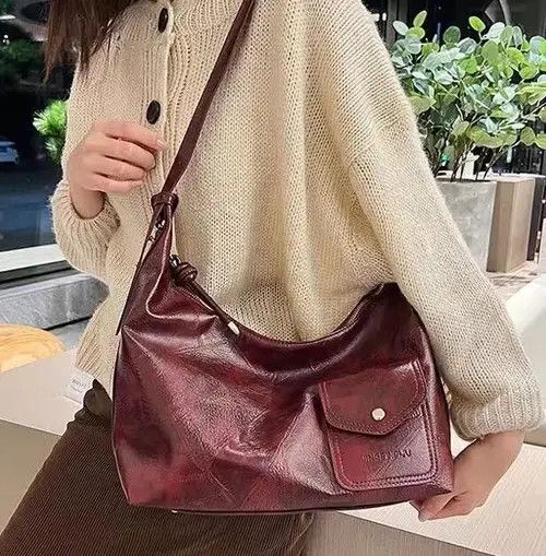Goods × Leather Bag Burgundy trendy shoulder bag Size ONE SIZE - 2 Thumbnail