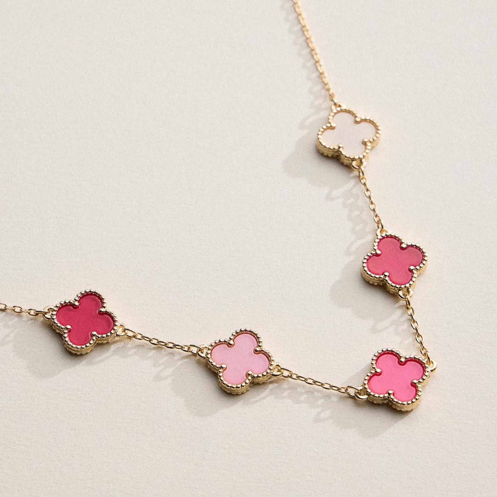 Other Gold Chain Clover Necklace with Shell Inlay Charms Size ONE SIZE - 1 Thumbnail