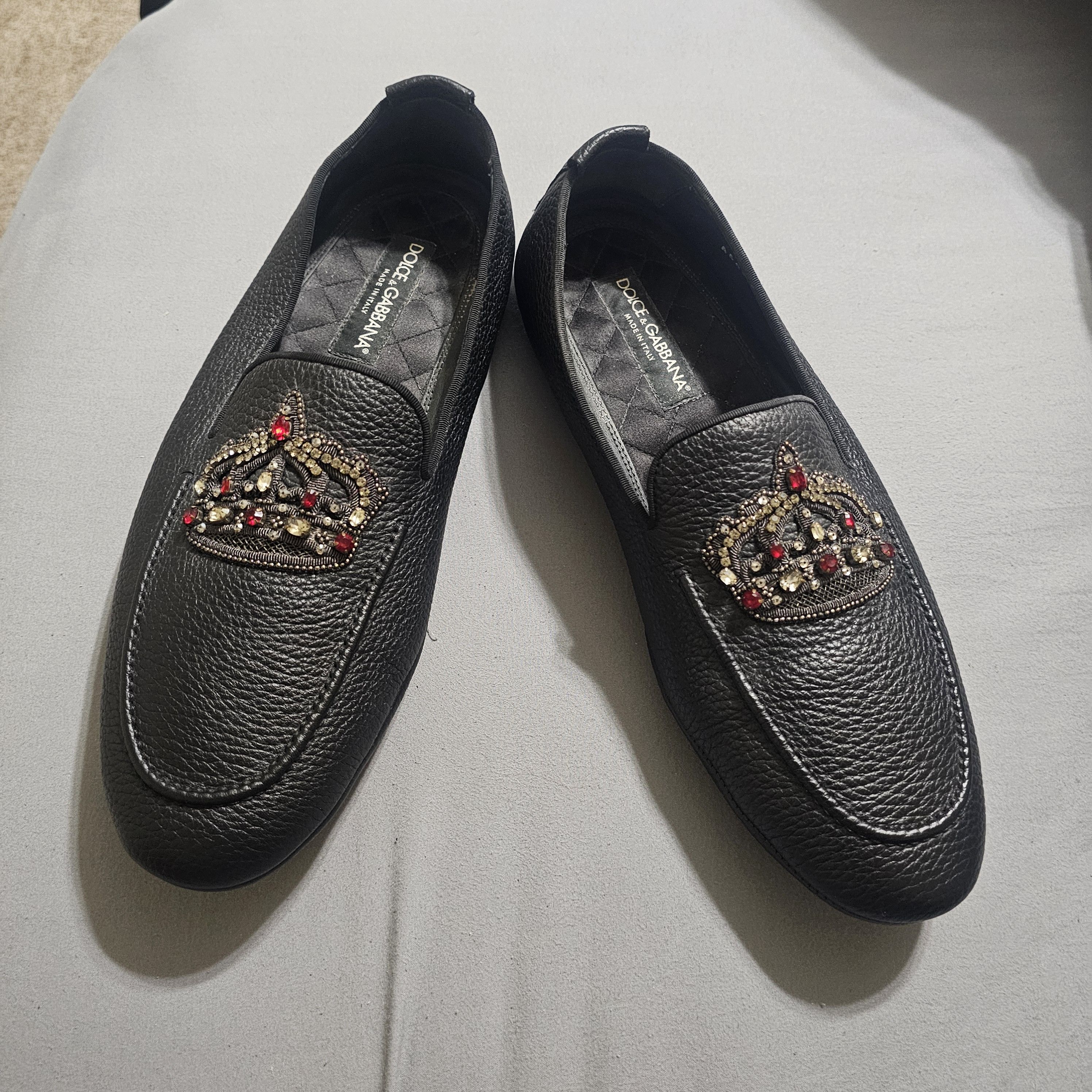 Dolce & Gabbana DOLCE & GABBANA Crystal Baroque Crown Leather KING DRIVER Size US 11 / EU 44 - 1 Thumbnail