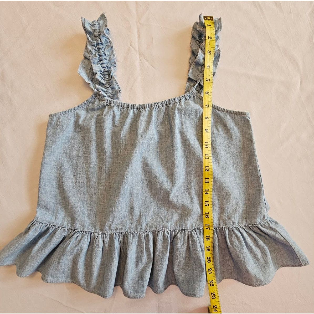 Madewell EUC *Madewell* Women's Ruffle-Strap Denim Blue Cami Top 00 Size XXS / US 00 / IT 34 - 8 Thumbnail