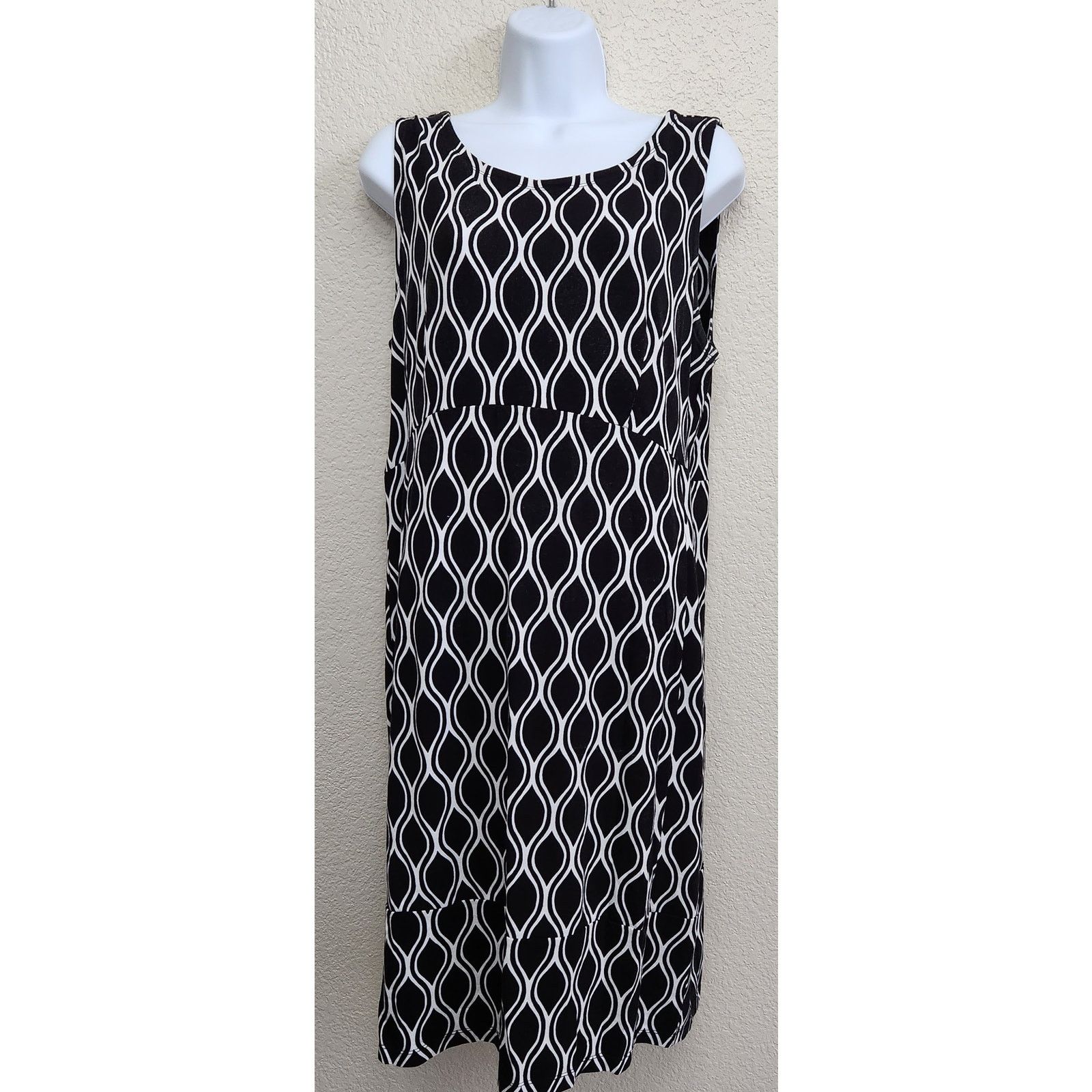 Other JM Collection Black White Geo Print Sleeveless Midi Dress M Size M / US 6-8 / IT 42-44 - 1 Thumbnail