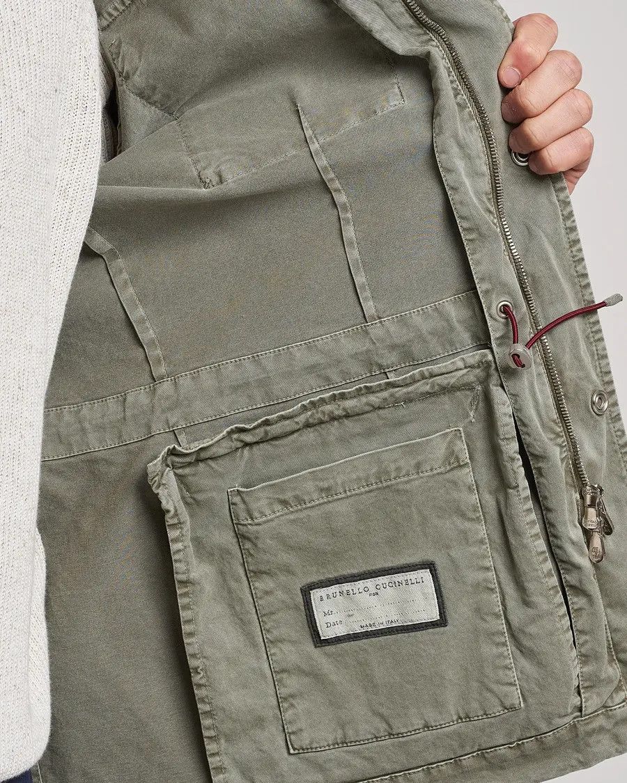 Brunello Cucinelli o1mle0725 Straight Hem Military Jacket in Sage Green Size US M / EU 48-50 / 2 - 6 Thumbnail