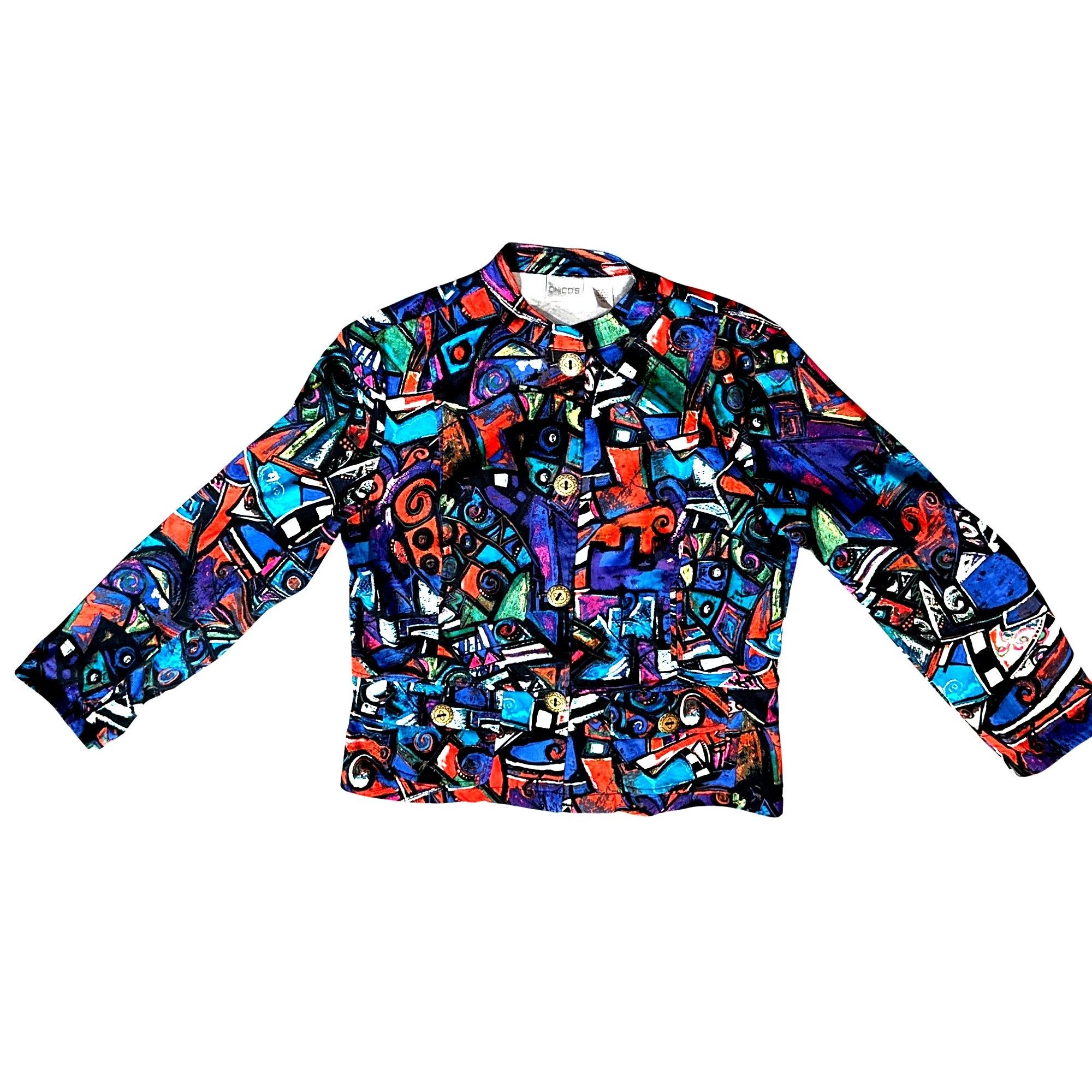 Chicos Chicos Abstract Print Jacket Button Front Colorful Artsy Sta Size L / US 10 / IT 46 - 5 Thumbnail