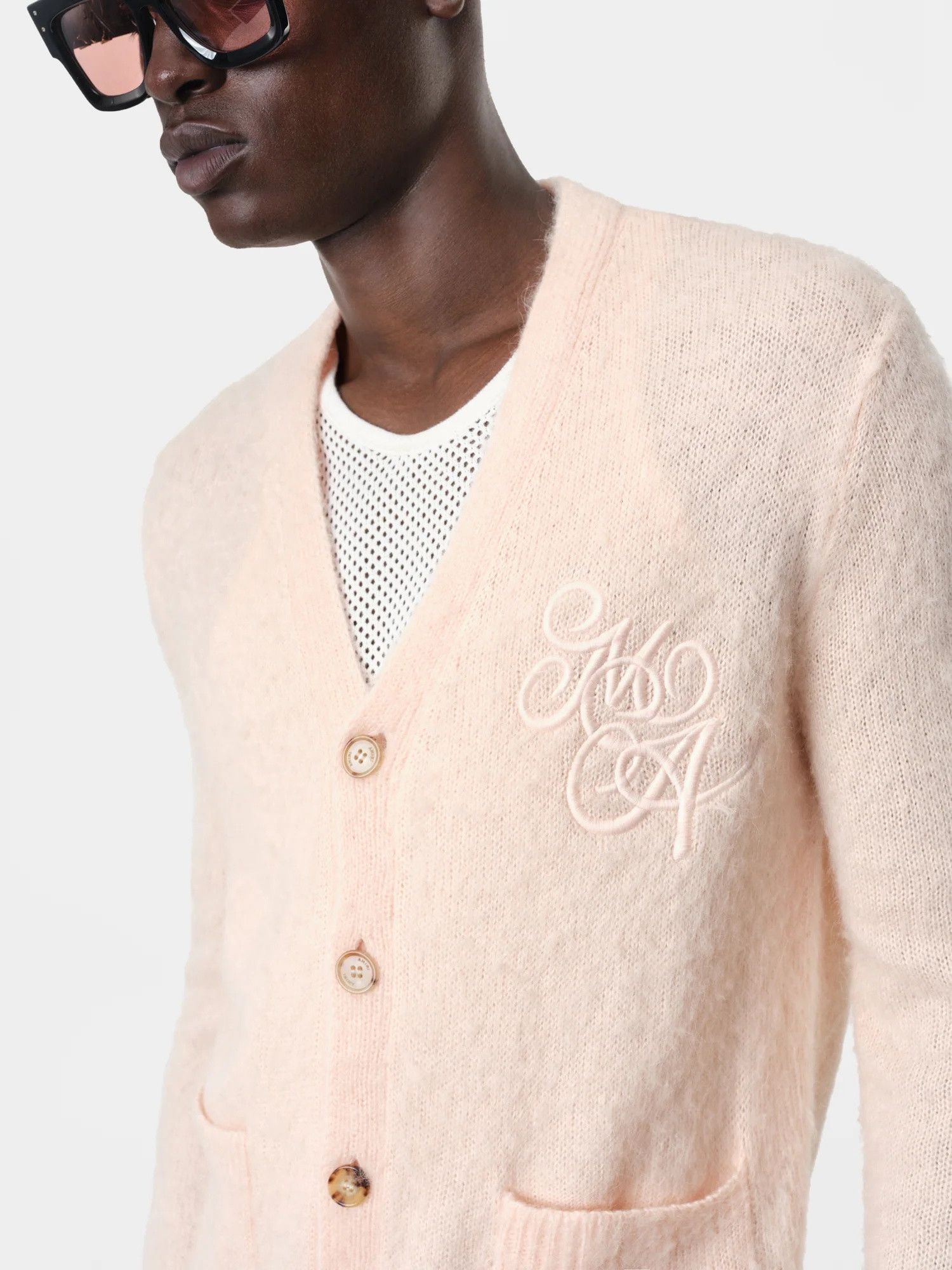 Amiri o1orln1025 MA Swirl Cardigan in Light Pink Size US XL / EU 56 / 4 - 4 Thumbnail