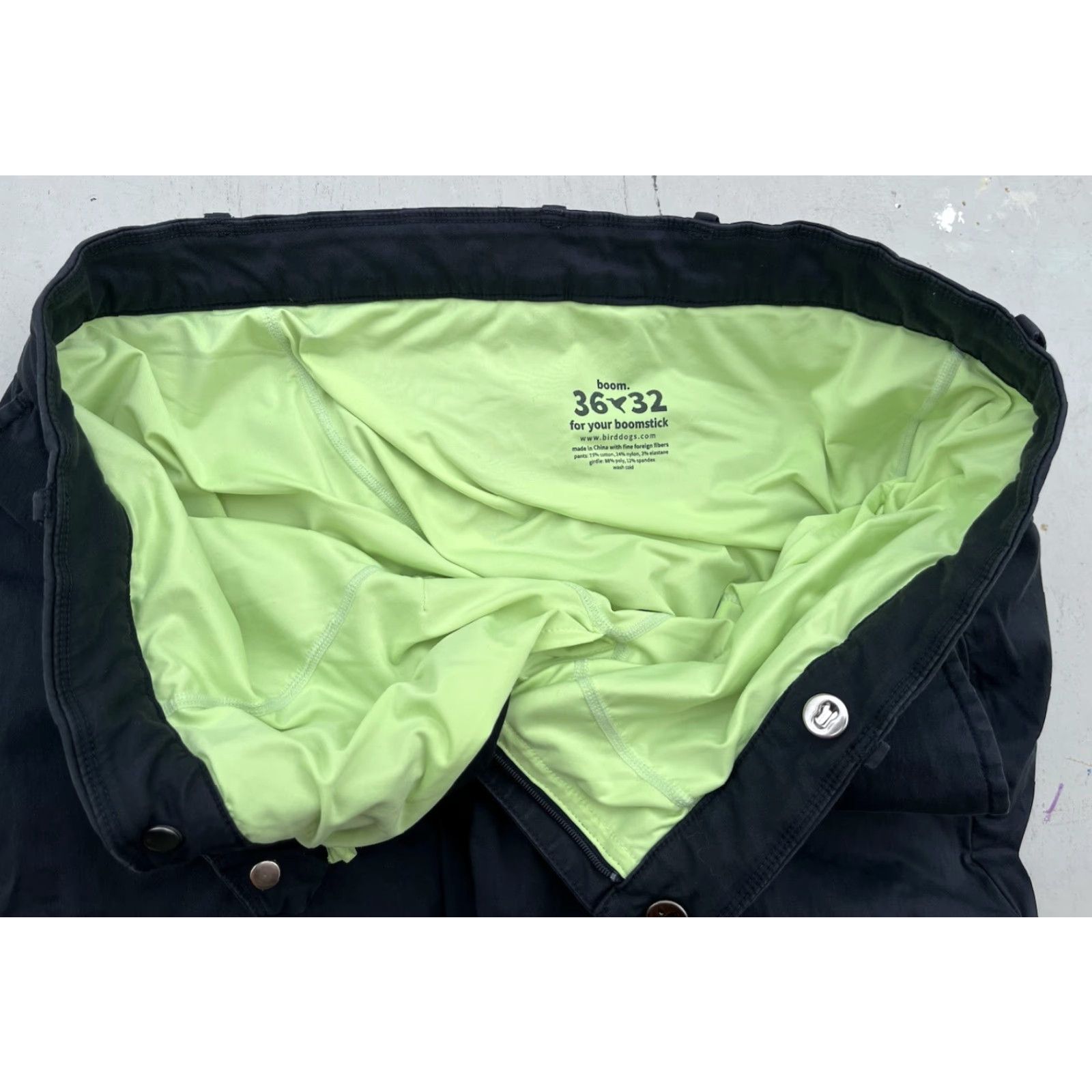Vintage Birddogs Pants Black Solid 36x32 City Casual Mens Chino Cotton Blend with Stretch, Logo, Zipper, Breathable, Lightweight, Easy Care, Regular Fit Size US 36 / EU 52 - 3 Thumbnail