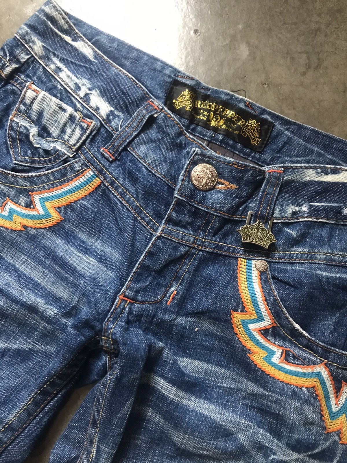 Beauty Beast Red Pepper Japan Co - Mud Washed Emblished Flare Jeans Size US 29 - 9 Thumbnail