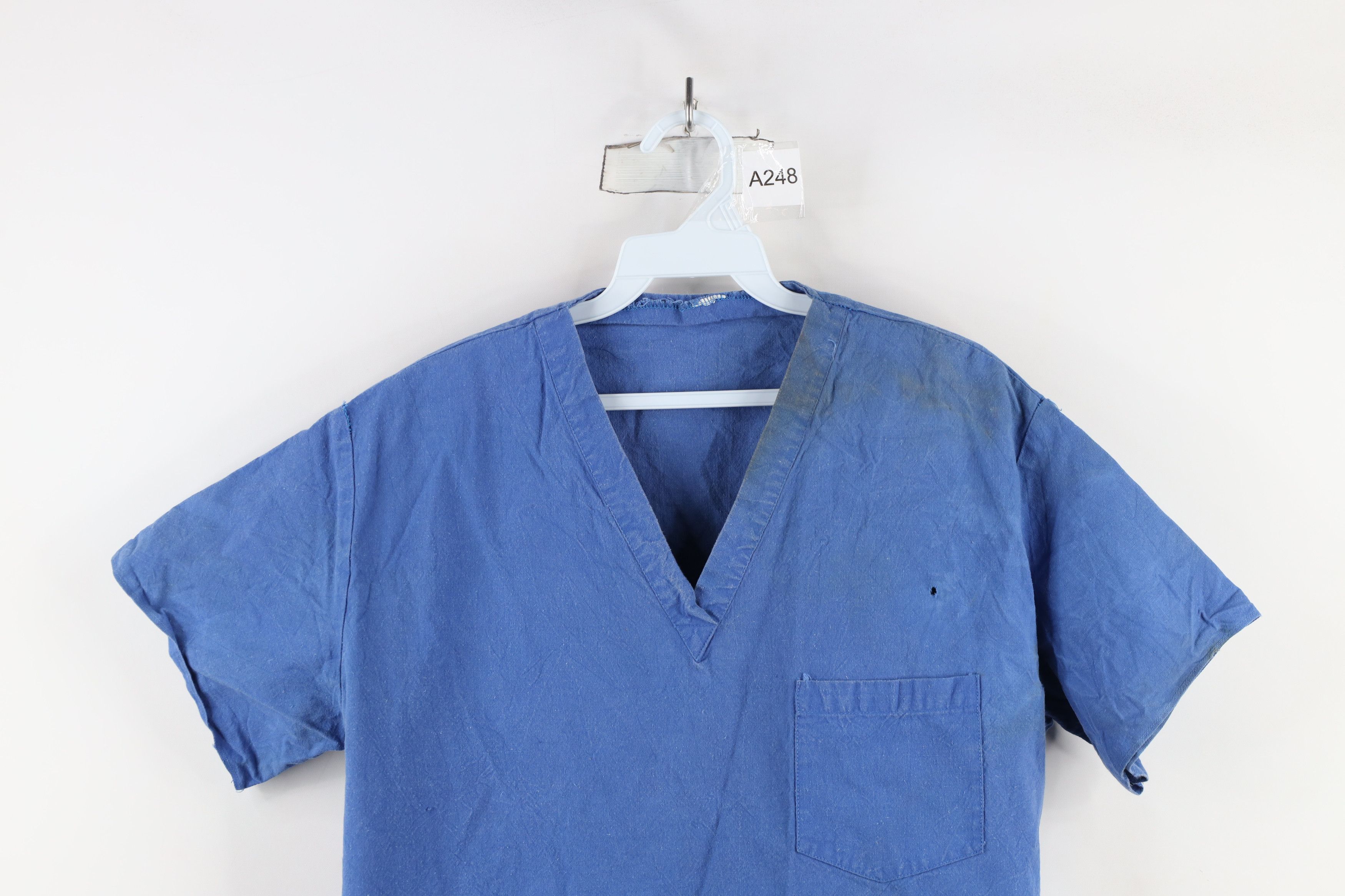 Vintage Vintage 50s Canvas Mental Hospital Scrubs Shirt Blue USA Size US M / EU 48-50 / 2 - 2 Thumbnail